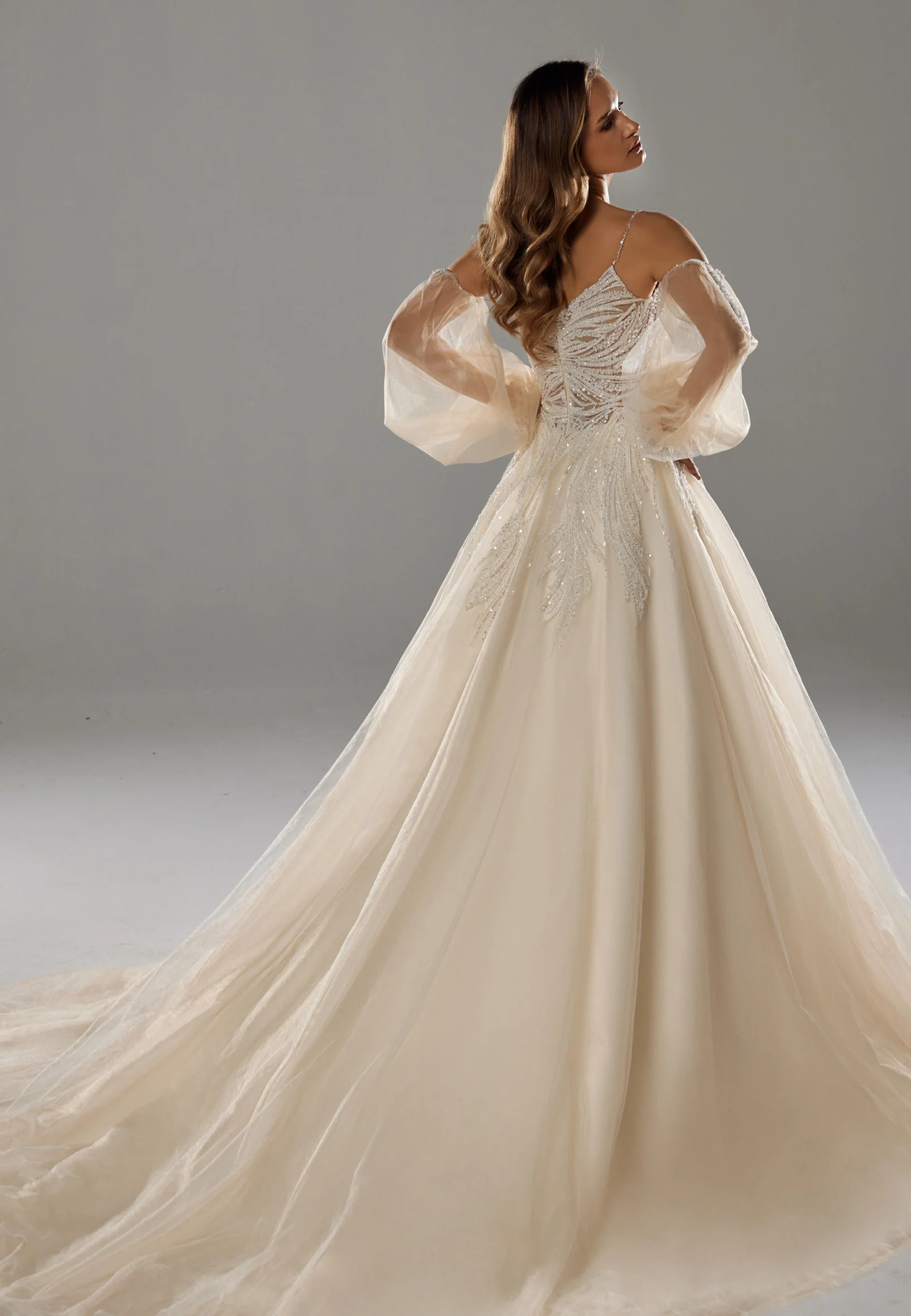 Off Shoulder Maxi Tulle Regular Wedding Dress bnc8072 - Image 13