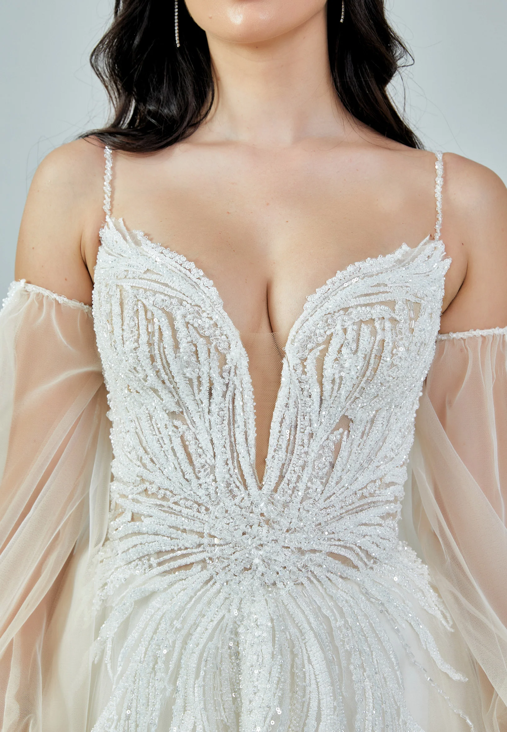 Off Shoulder Maxi Tulle Regular Wedding Dress bnc8072 - Image 4