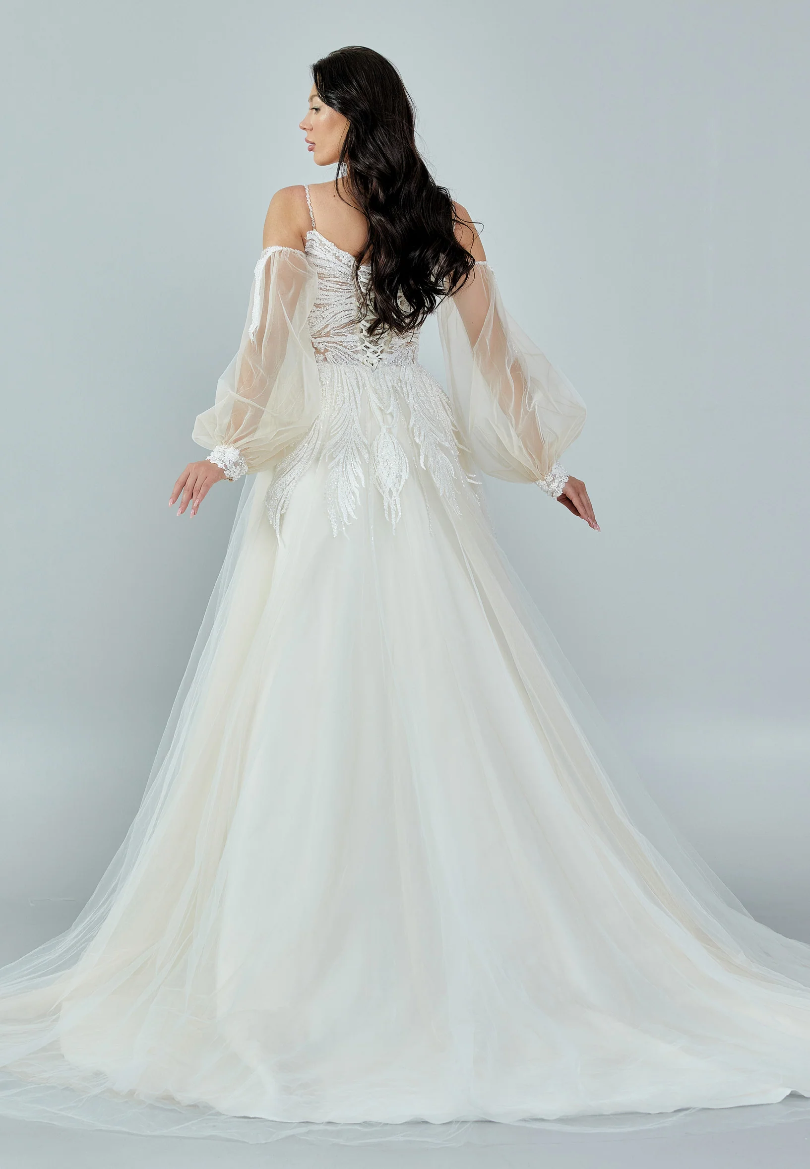 Off Shoulder Maxi Tulle Regular Wedding Dress bnc8072 - Image 5
