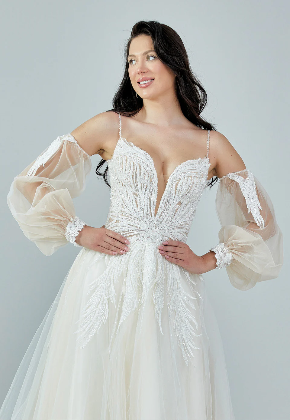 Off Shoulder Maxi Tulle Regular Wedding Dress bnc8072 - Image 7