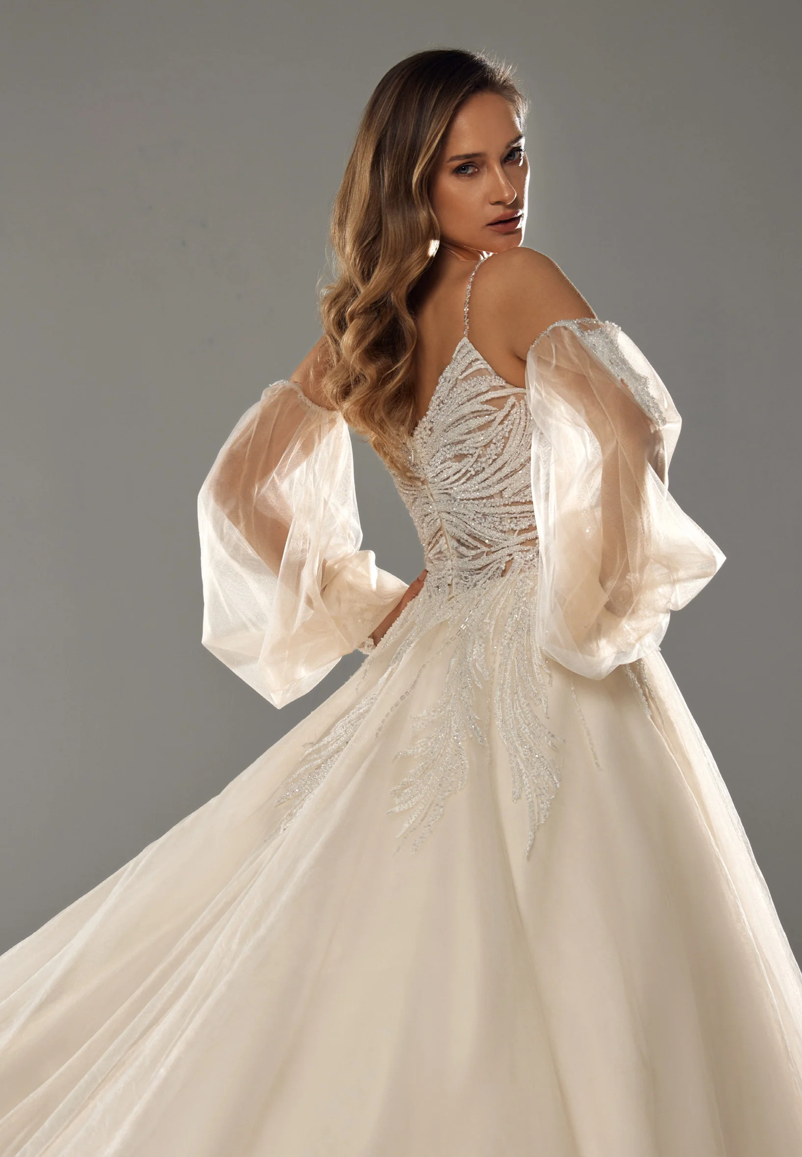 Off Shoulder Maxi Tulle Regular Wedding Dress bnc8072 - Image 9
