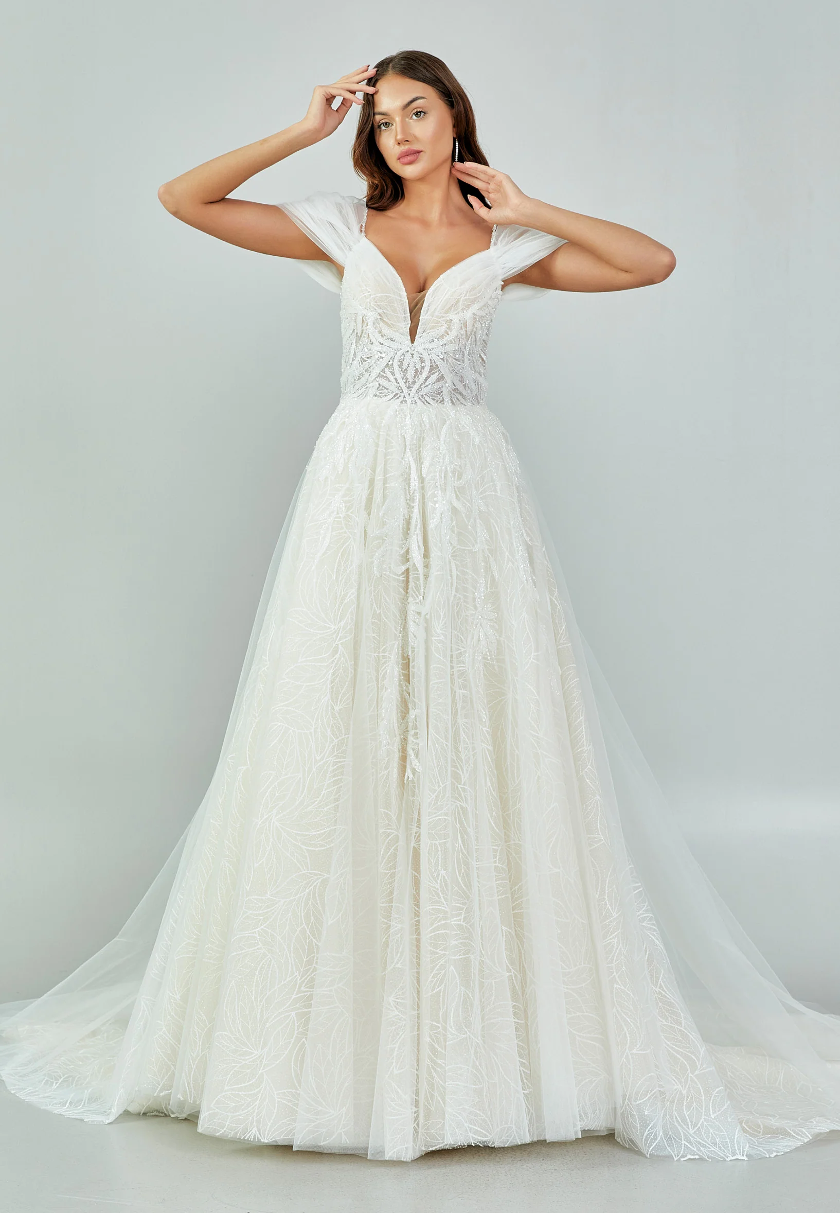 Off Shoulder Maxi Tulle Regular Wedding Dress bnc8089 - Image 2