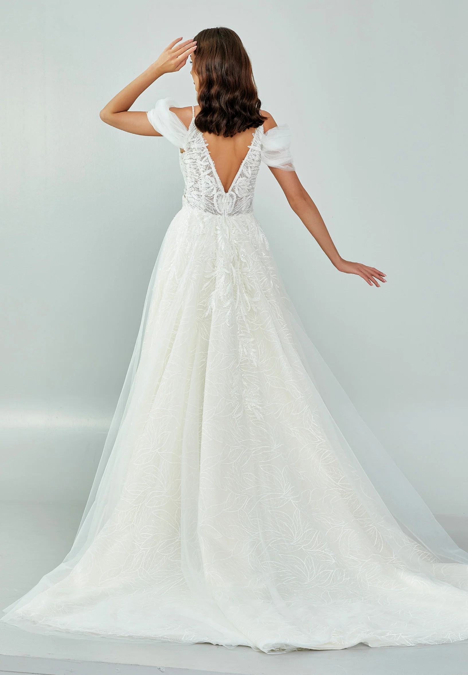 Off Shoulder Maxi Tulle Regular Wedding Dress bnc8089 - Image 4