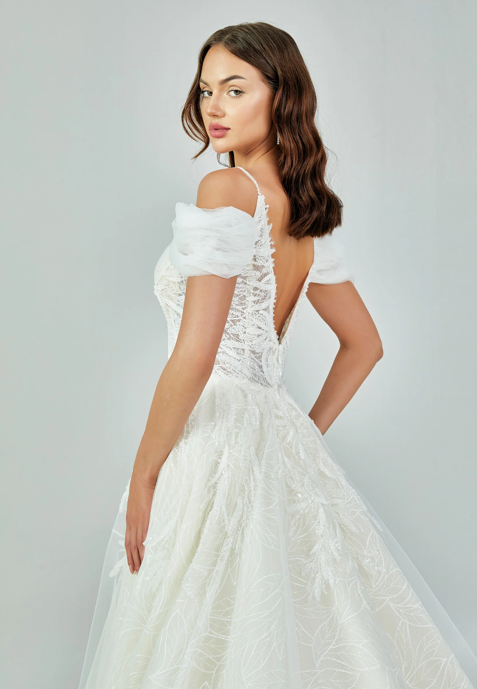 Off Shoulder Maxi Tulle Regular Wedding Dress bnc8089 - Image 6