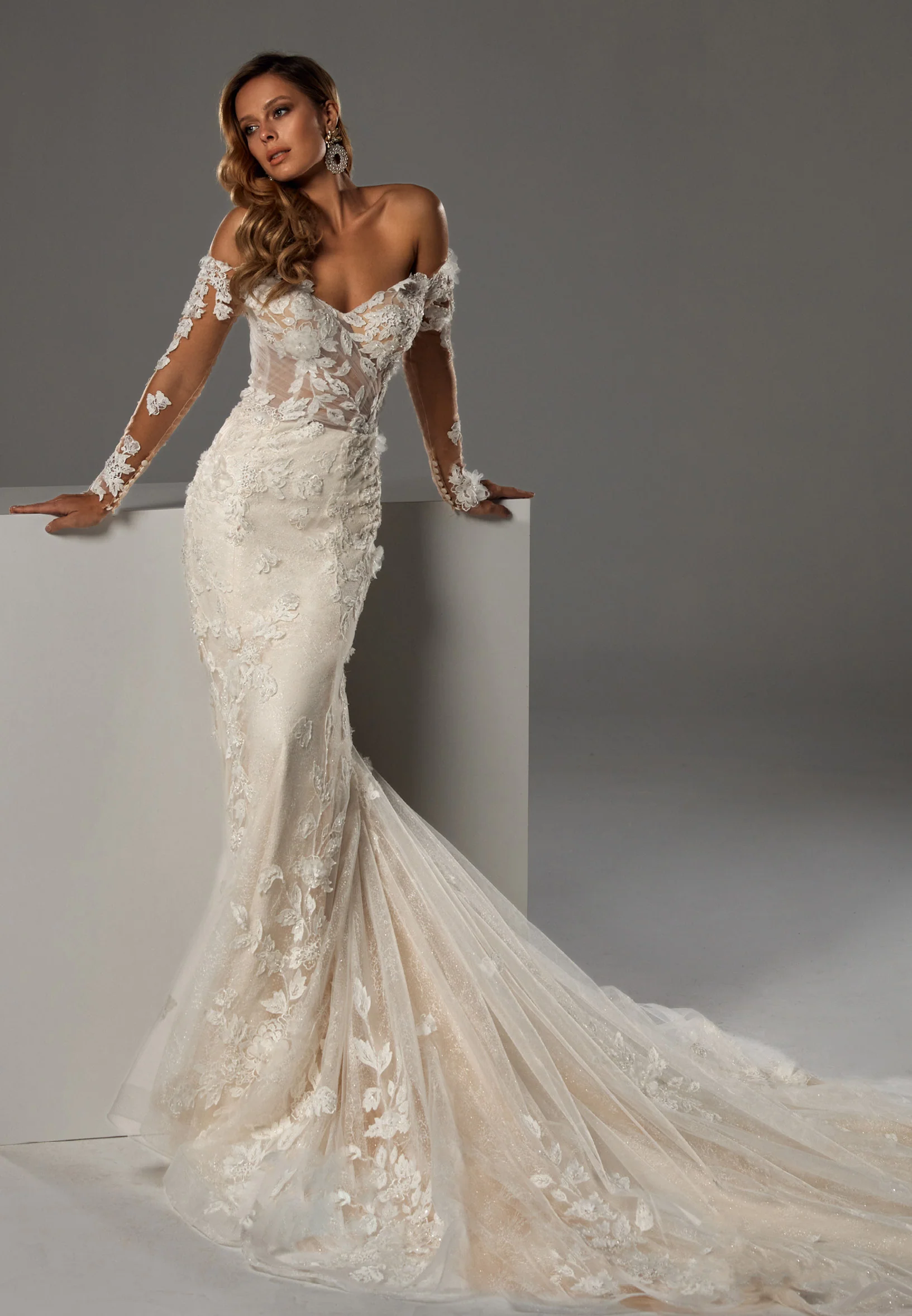 Off Shoulder Maxi Tulle Regular Wedding Dress bnc8110 - Image 11