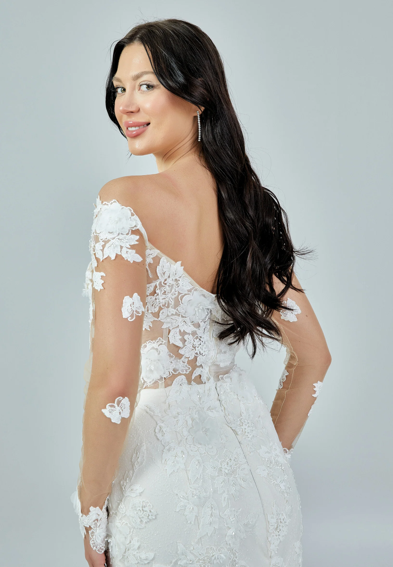 Off Shoulder Maxi Tulle Regular Wedding Dress bnc8110 - Image 3