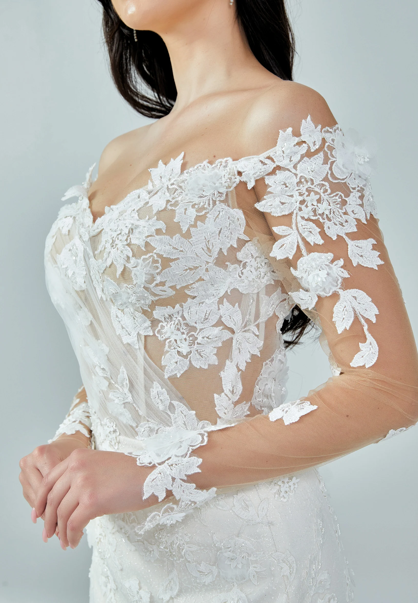 Off Shoulder Maxi Tulle Regular Wedding Dress bnc8110 - Image 4