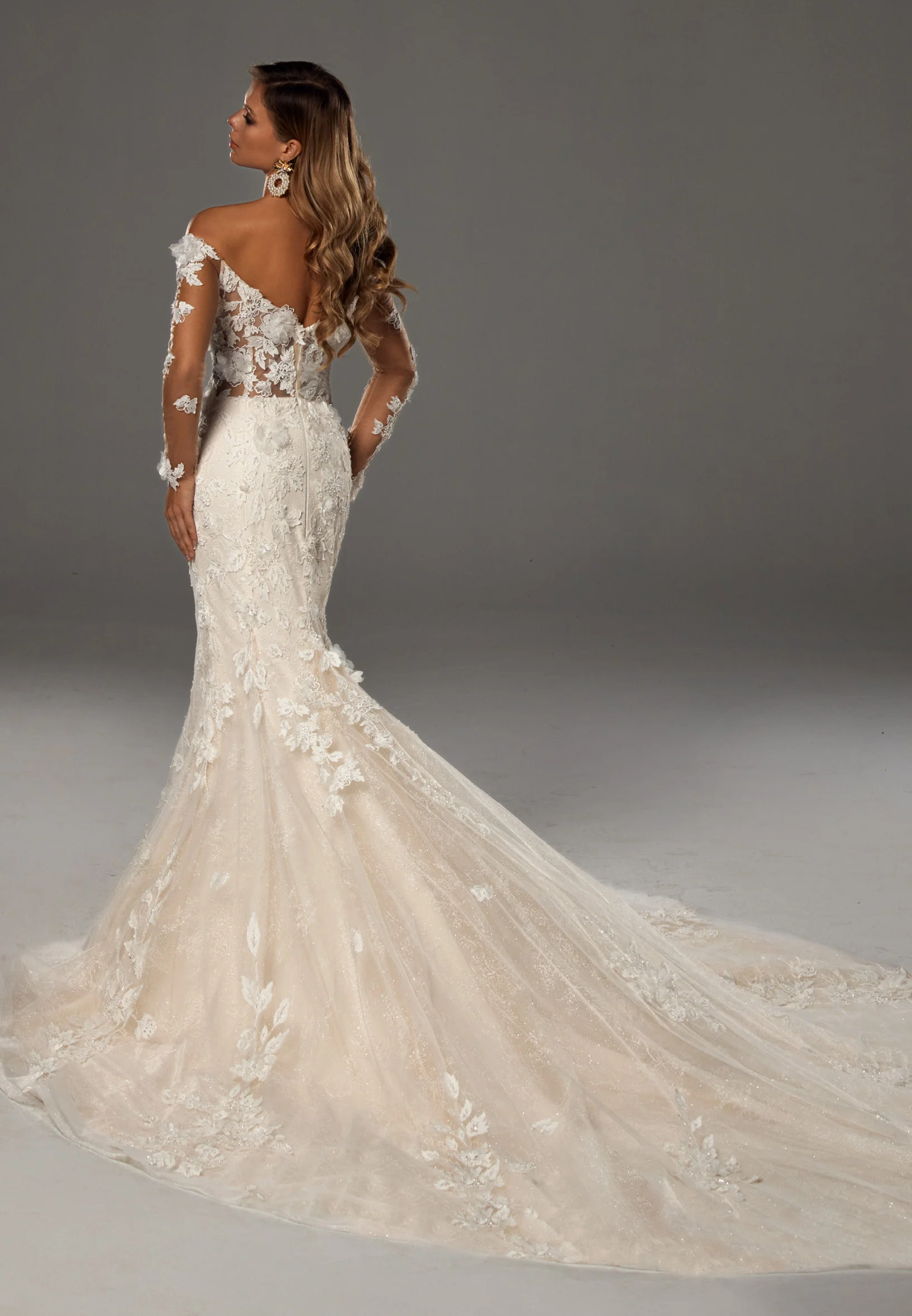Off Shoulder Maxi Tulle Regular Wedding Dress bnc8110 - Image 9