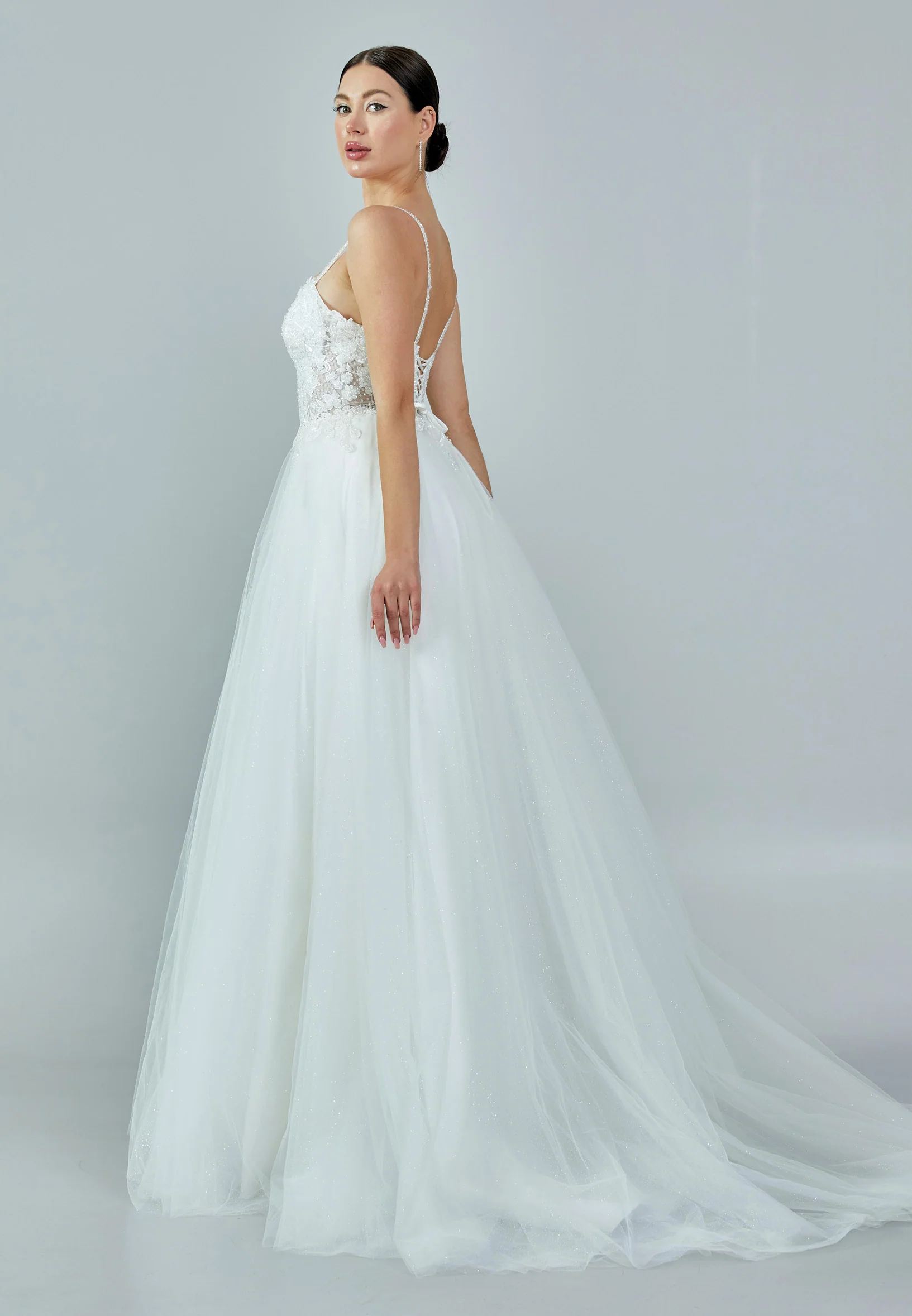 Off Shoulder Maxi Tulle Regular Wedding Dress nor328 - Image 6