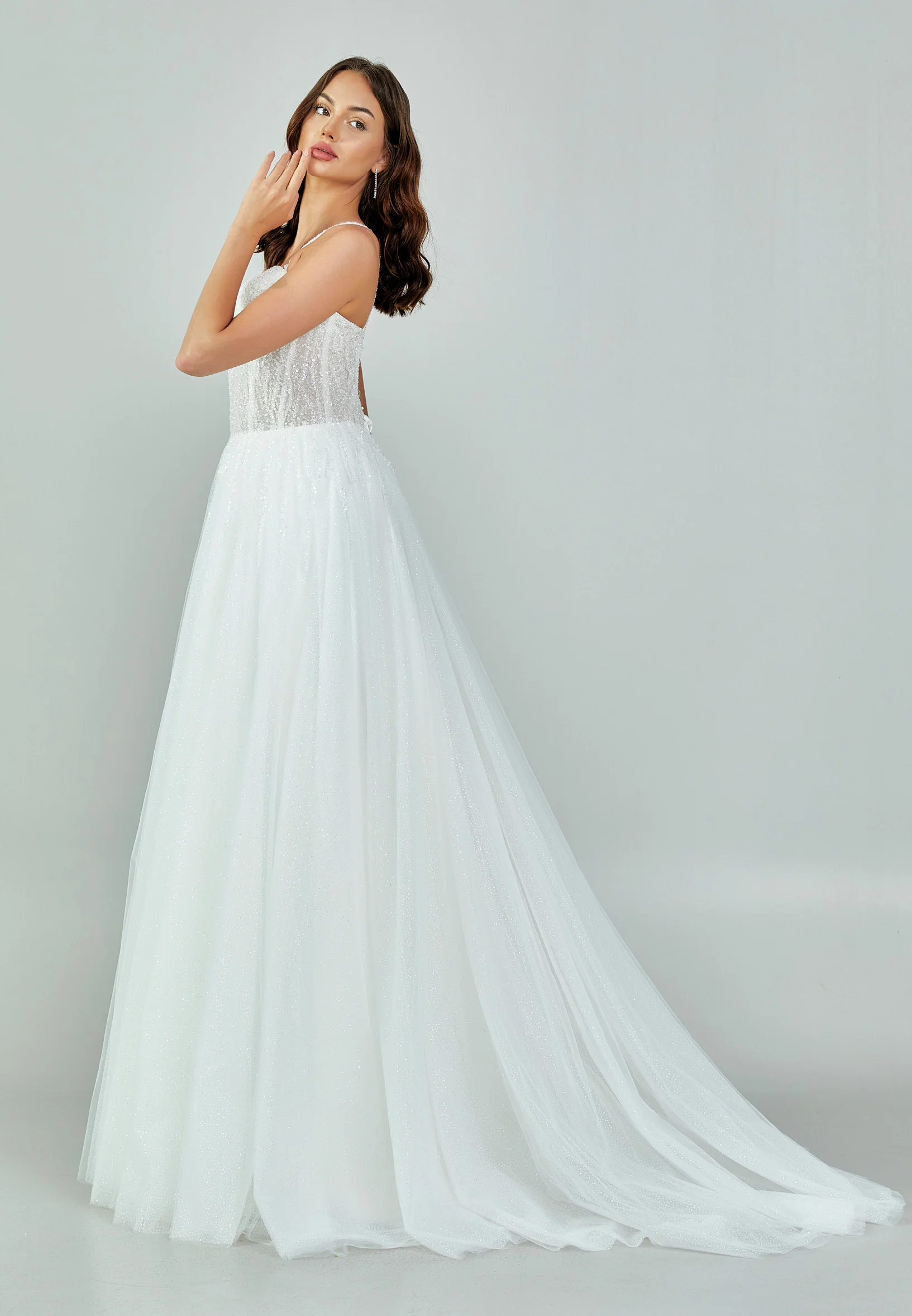 Off Shoulder Maxi Tulle Regular Wedding Dress nor466