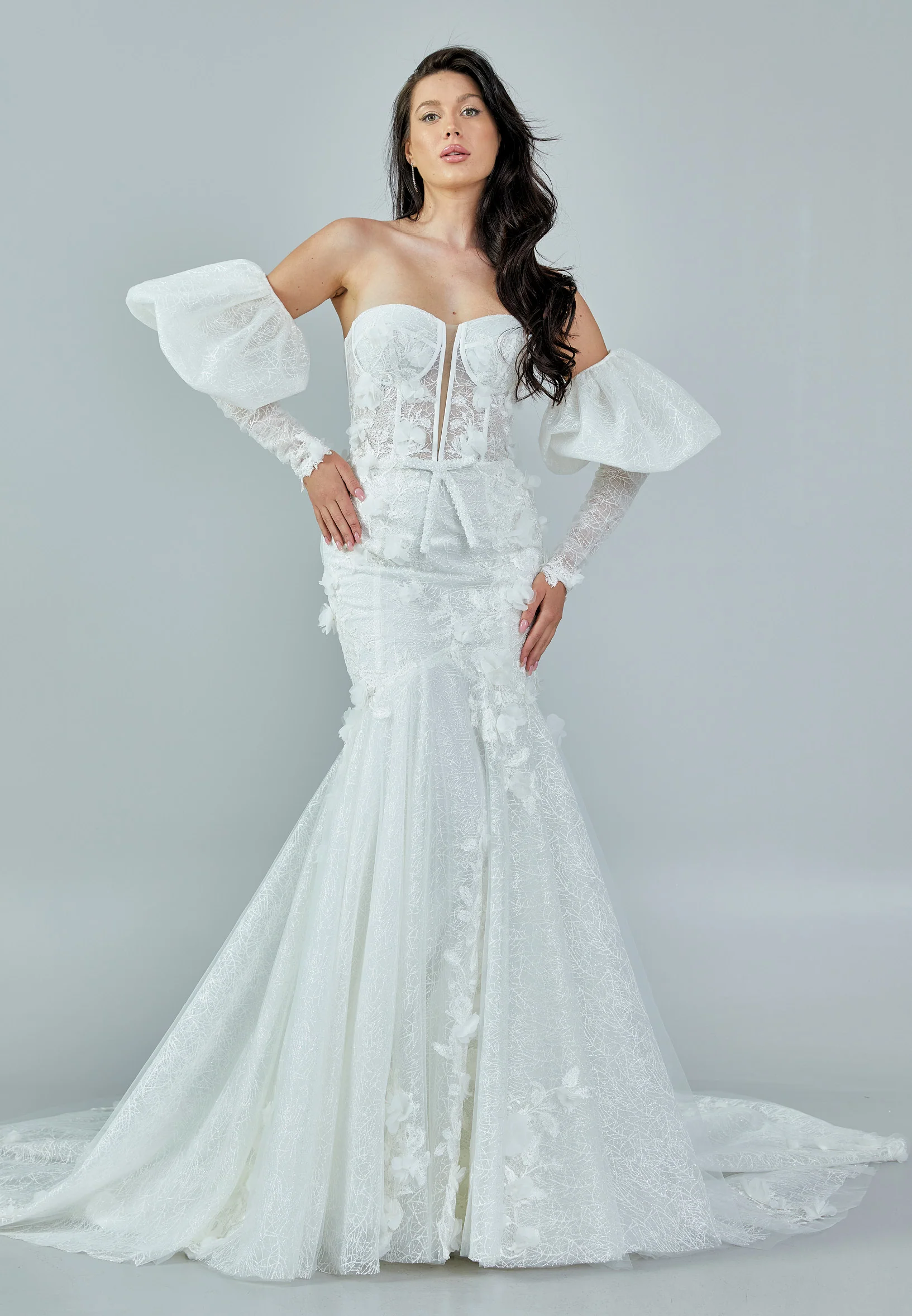 Off Shoulder Maxi Tulle Regular Wedding Dress rlb1646