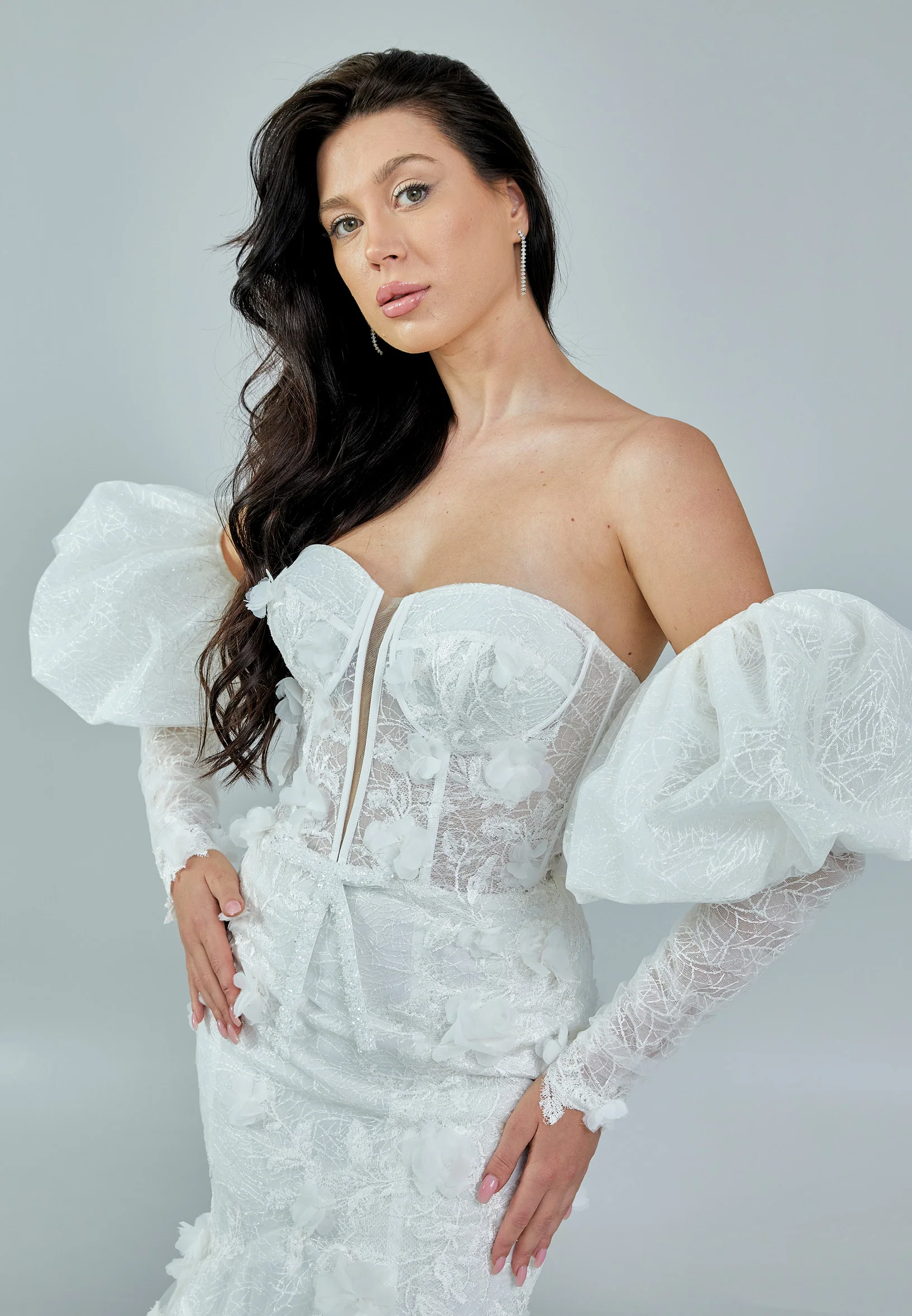 Off Shoulder Maxi Tulle Regular Wedding Dress rlb1646 - Image 2
