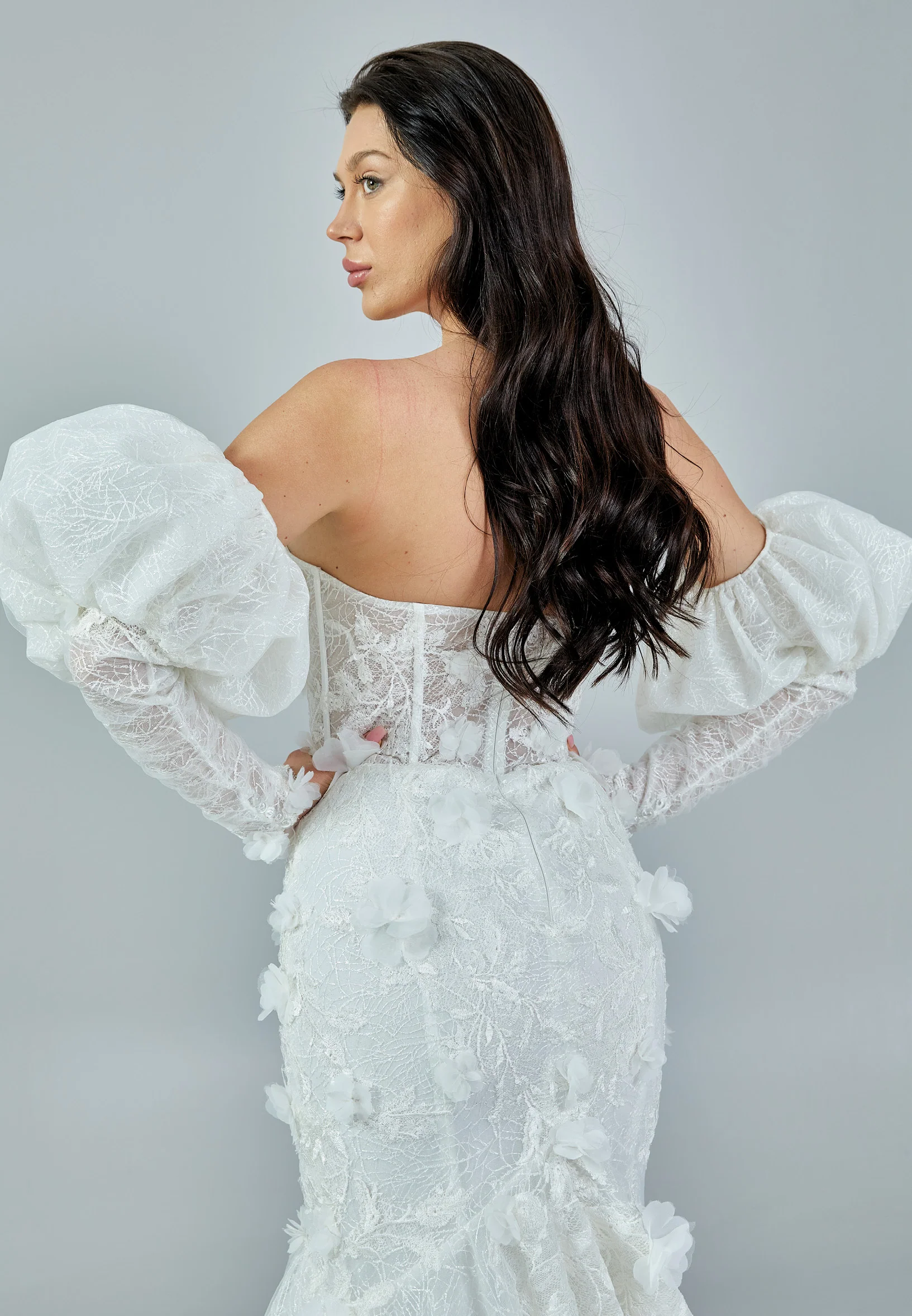 Off Shoulder Maxi Tulle Regular Wedding Dress rlb1646 - Image 4