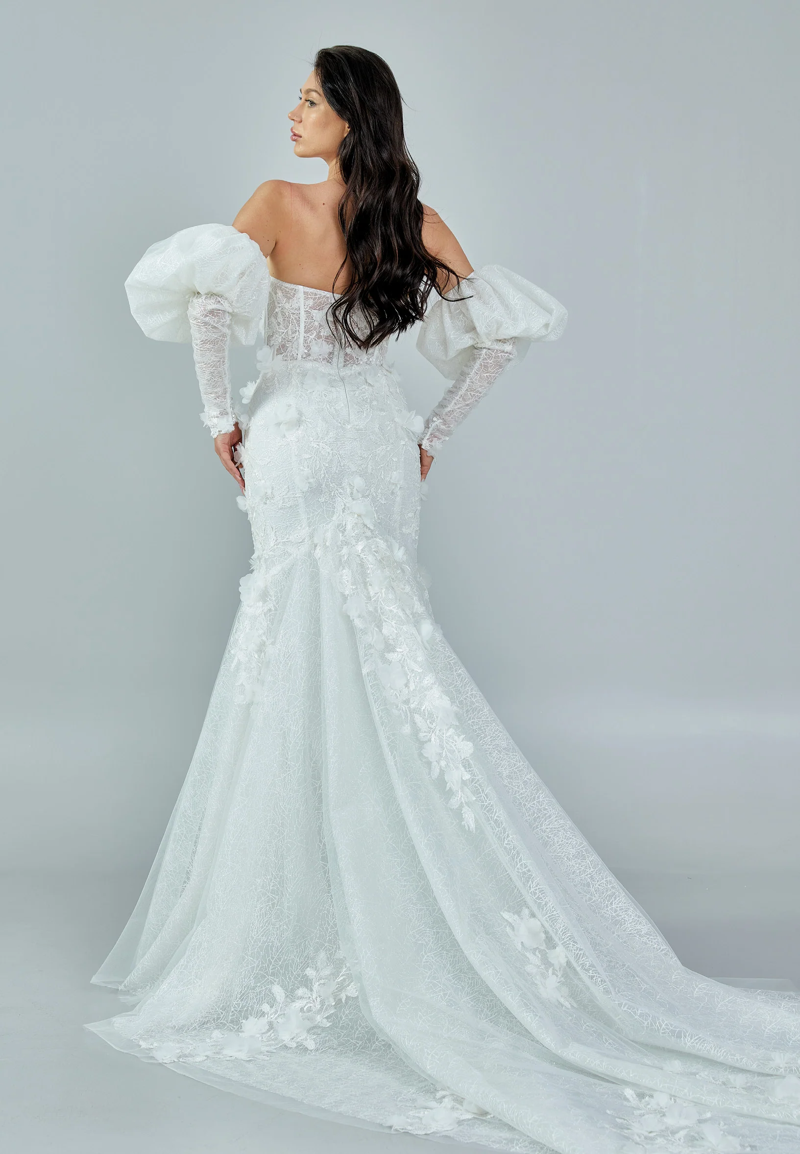 Off Shoulder Maxi Tulle Regular Wedding Dress rlb1646 - Image 6