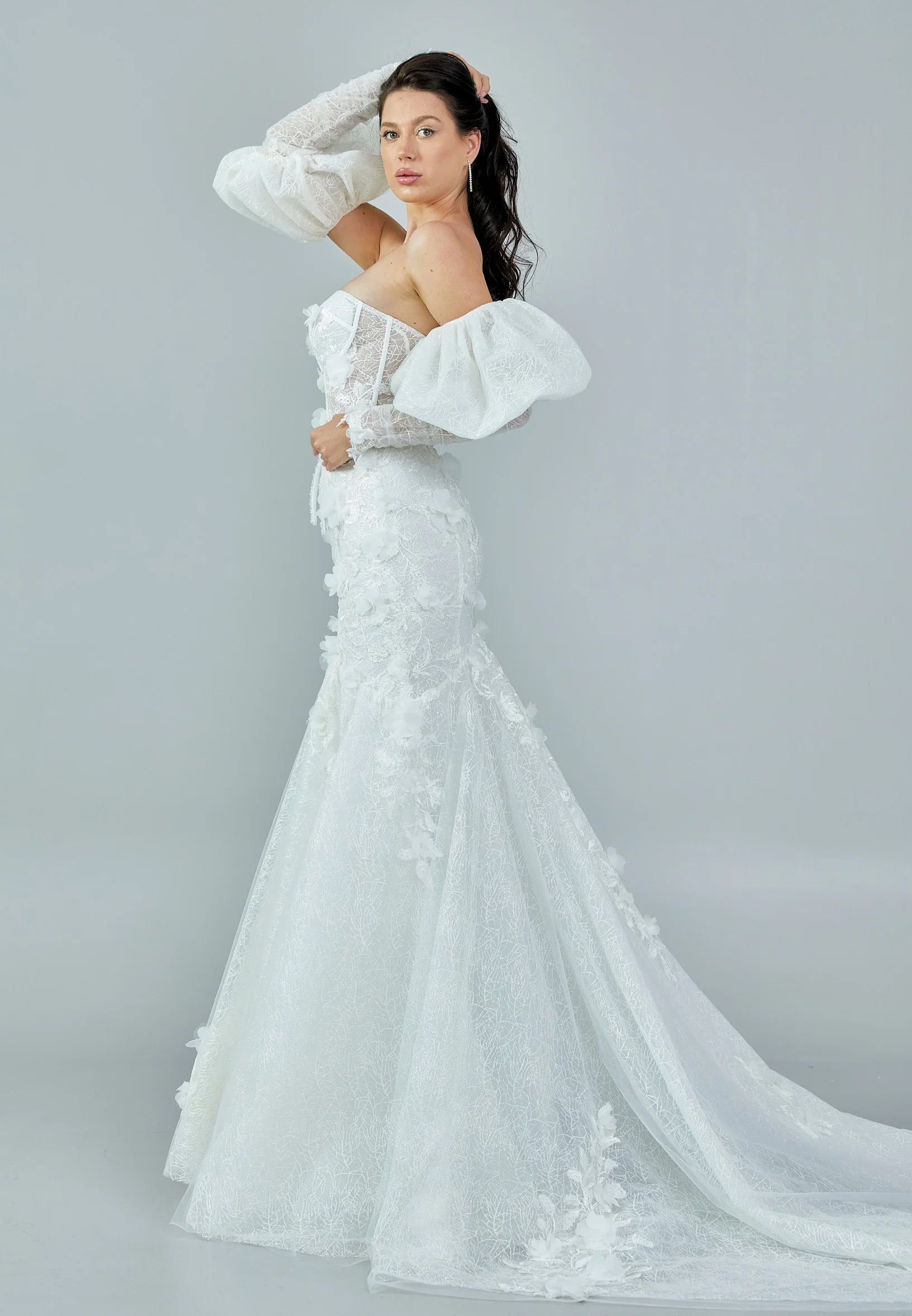 Off Shoulder Maxi Tulle Regular Wedding Dress rlb1646 - Image 7