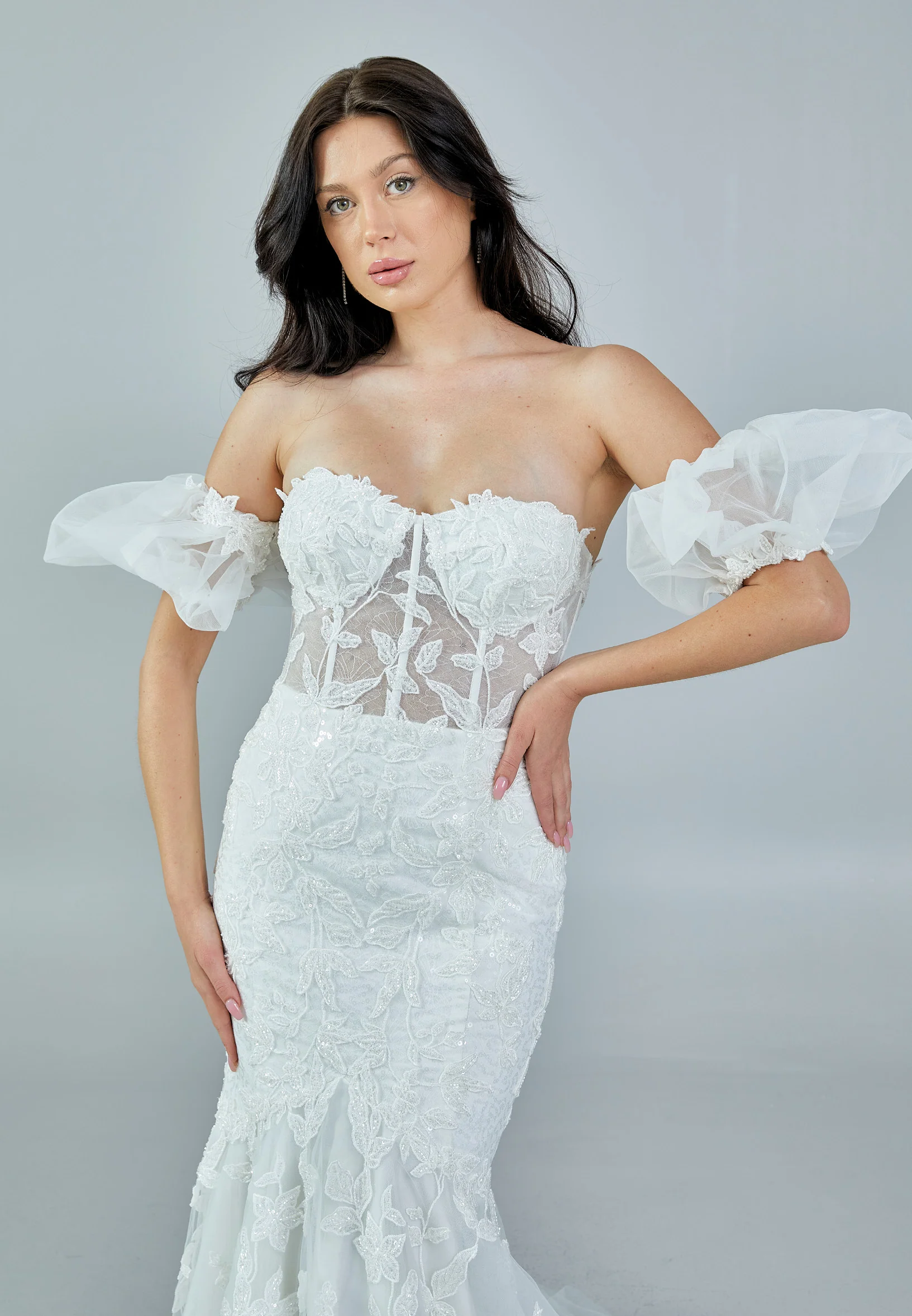 Off Shoulder Maxi Tulle Regular Wedding Dress rlb1651 - Image 8