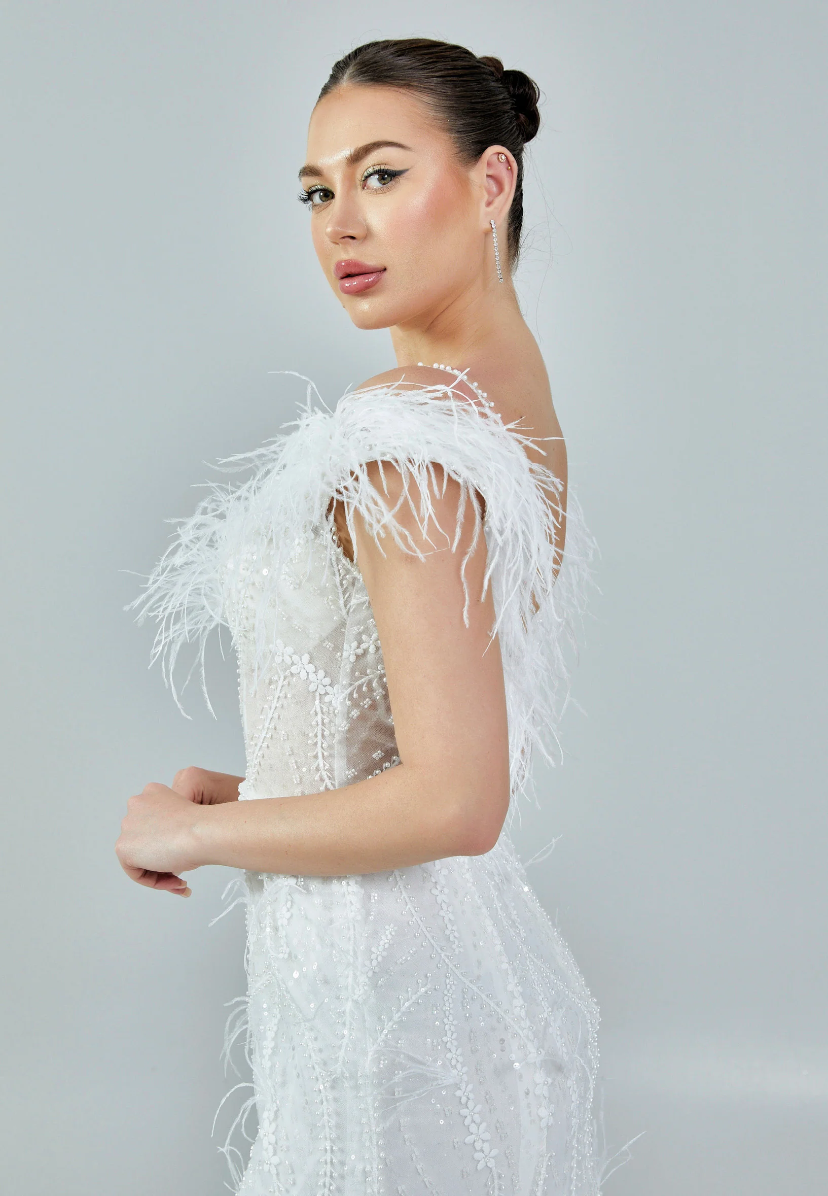 Off Shoulder Maxi Tulle Regular Wedding Dress rlb1690 - Image 2