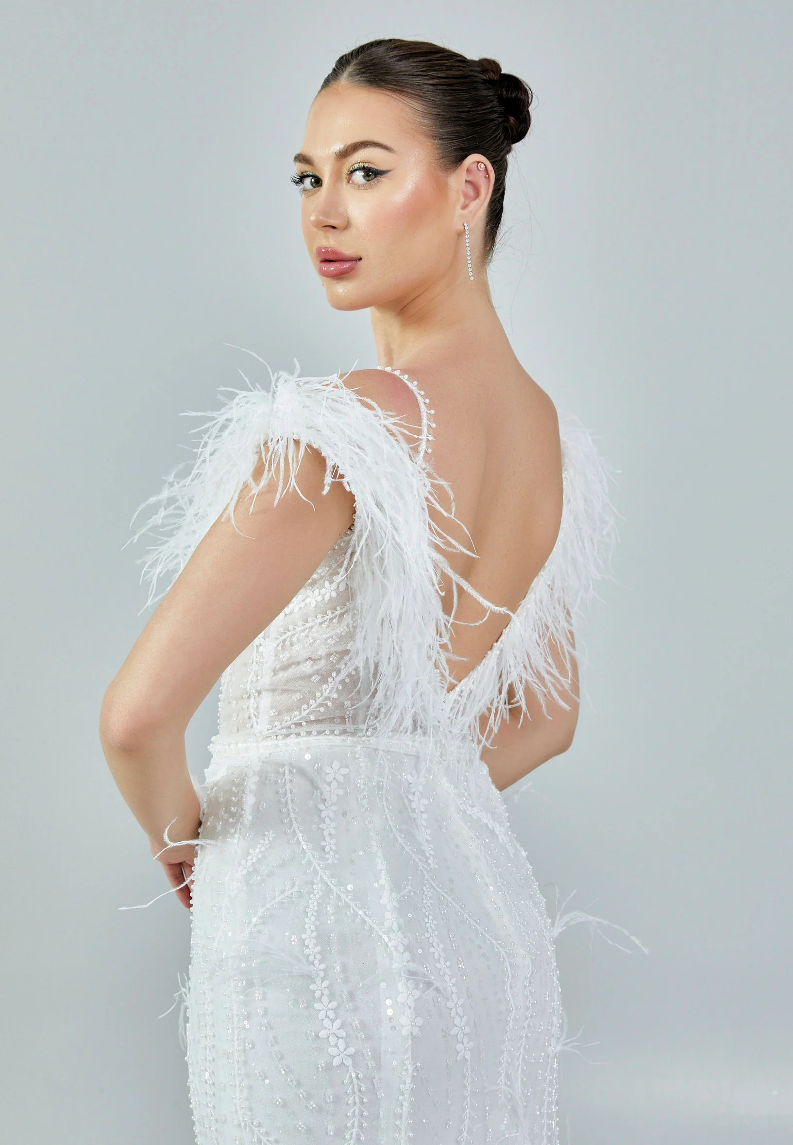 Off Shoulder Maxi Tulle Regular Wedding Dress rlb1690 - Image 3