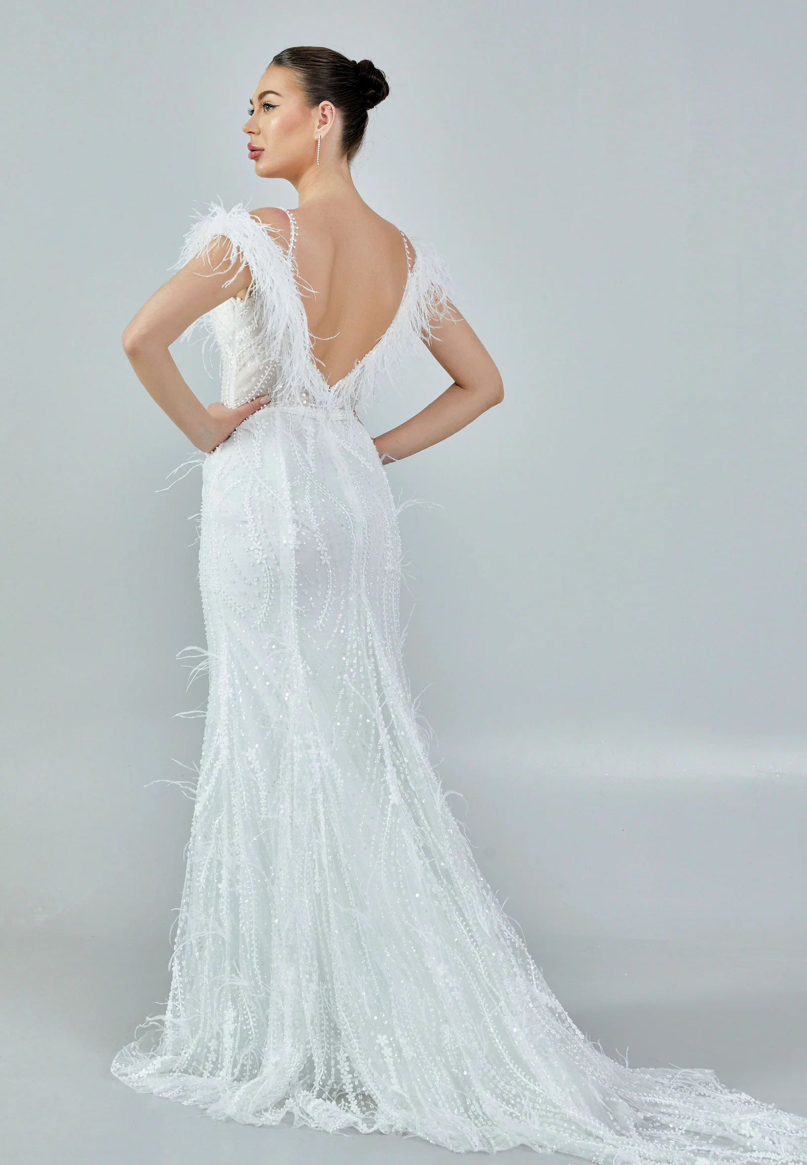 Off Shoulder Maxi Tulle Regular Wedding Dress rlb1690 - Image 5