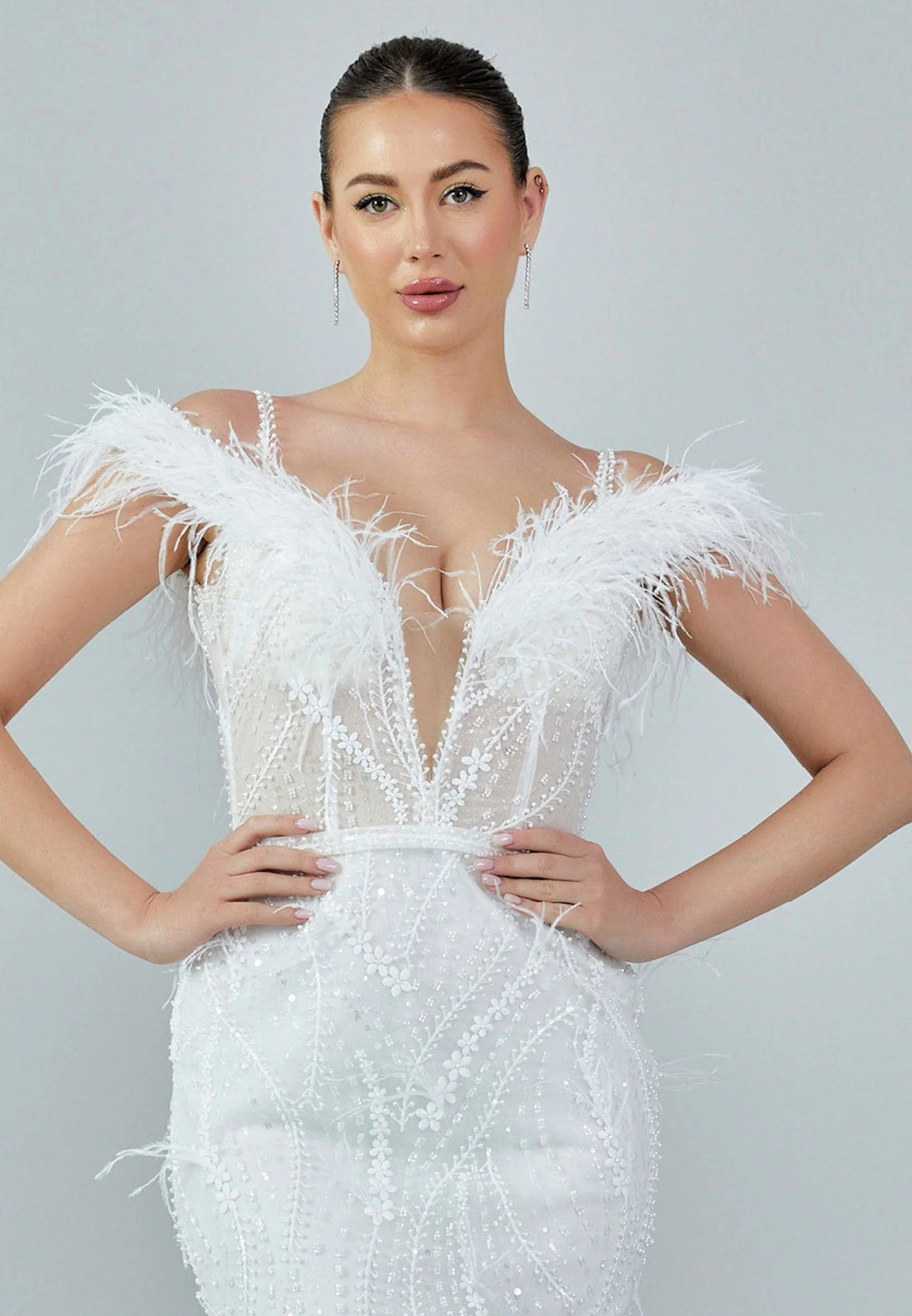 Off Shoulder Maxi Tulle Regular Wedding Dress rlb1690 - Image 7