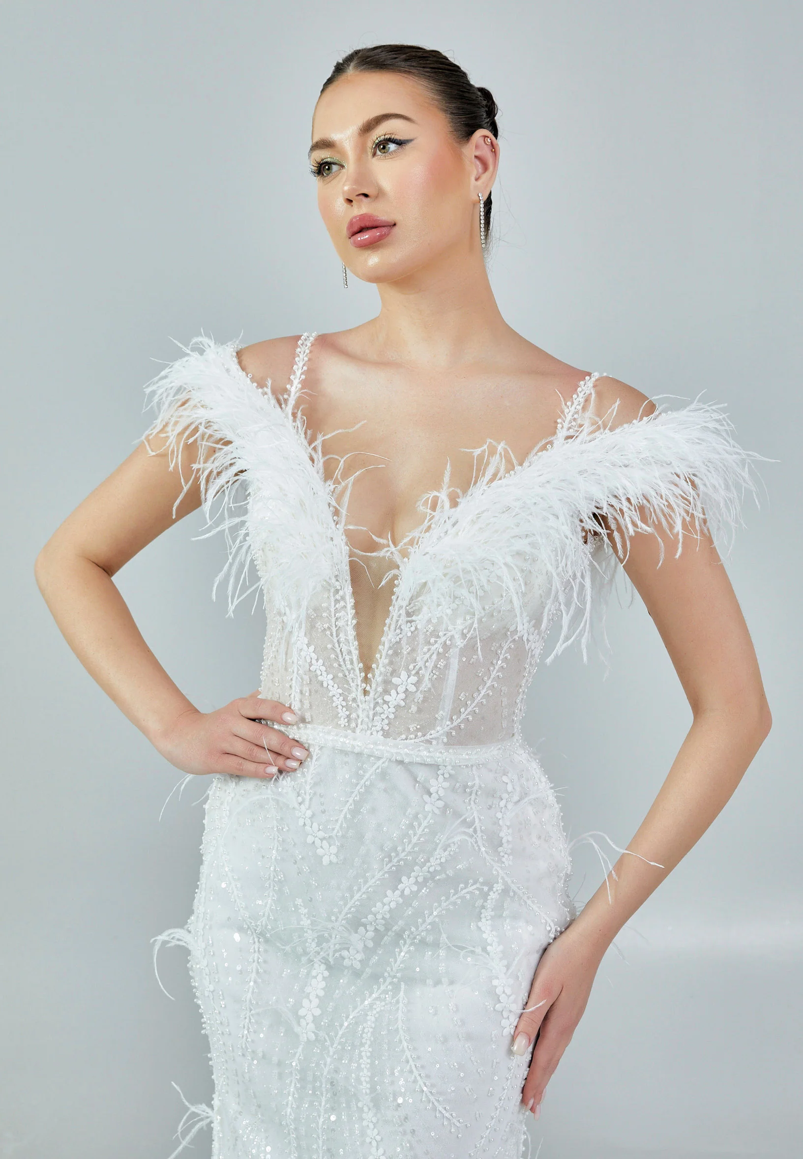 Off Shoulder Maxi Tulle Regular Wedding Dress rlb1690 - Image 8