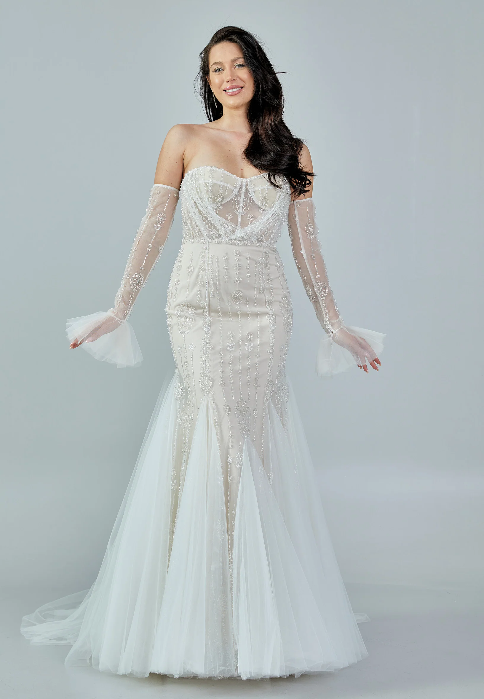 Off Shoulder Maxi Tulle Regular Wedding Dress rlb1712