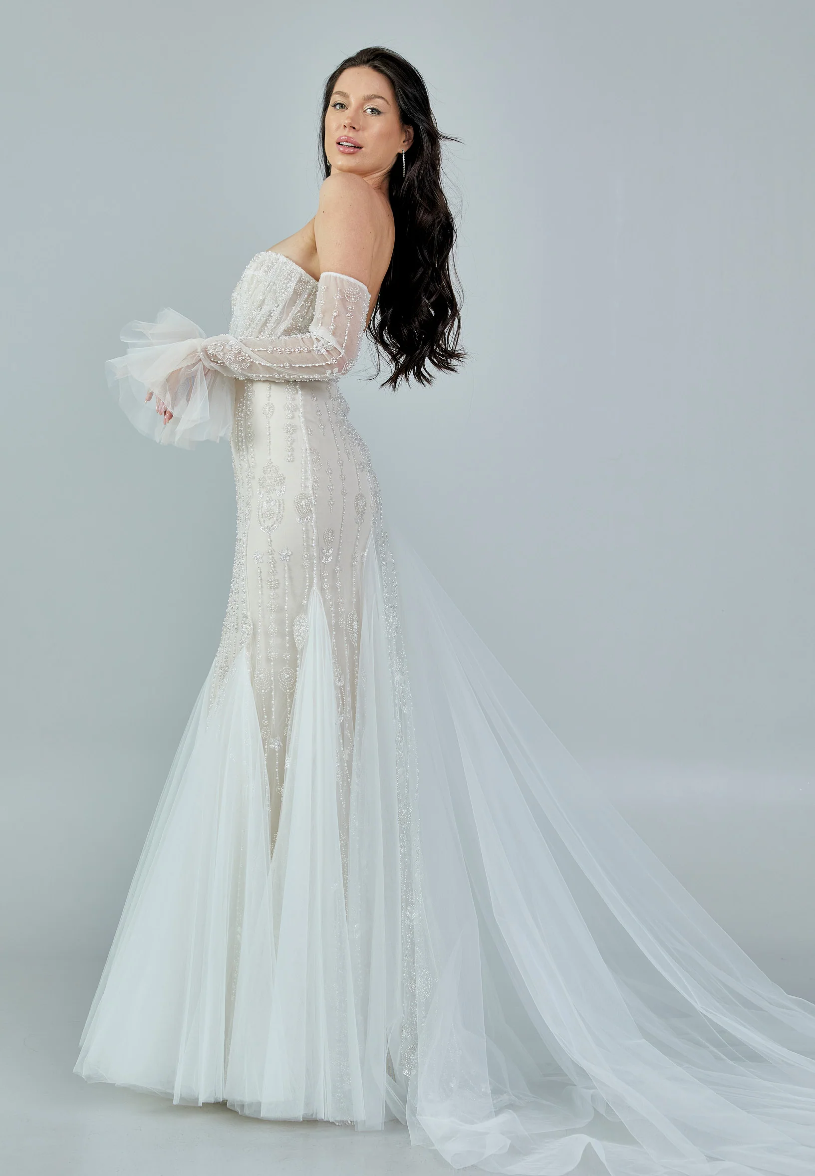 Off Shoulder Maxi Tulle Regular Wedding Dress rlb1712 - Image 6