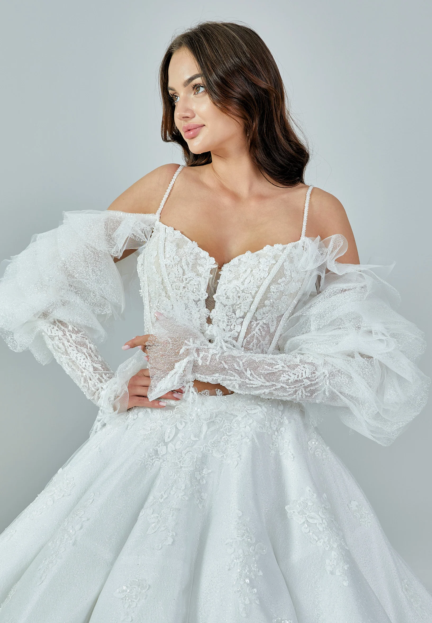 Off Shoulder Maxi Tulle Regular Wedding Dress rlb1726 - Image 2