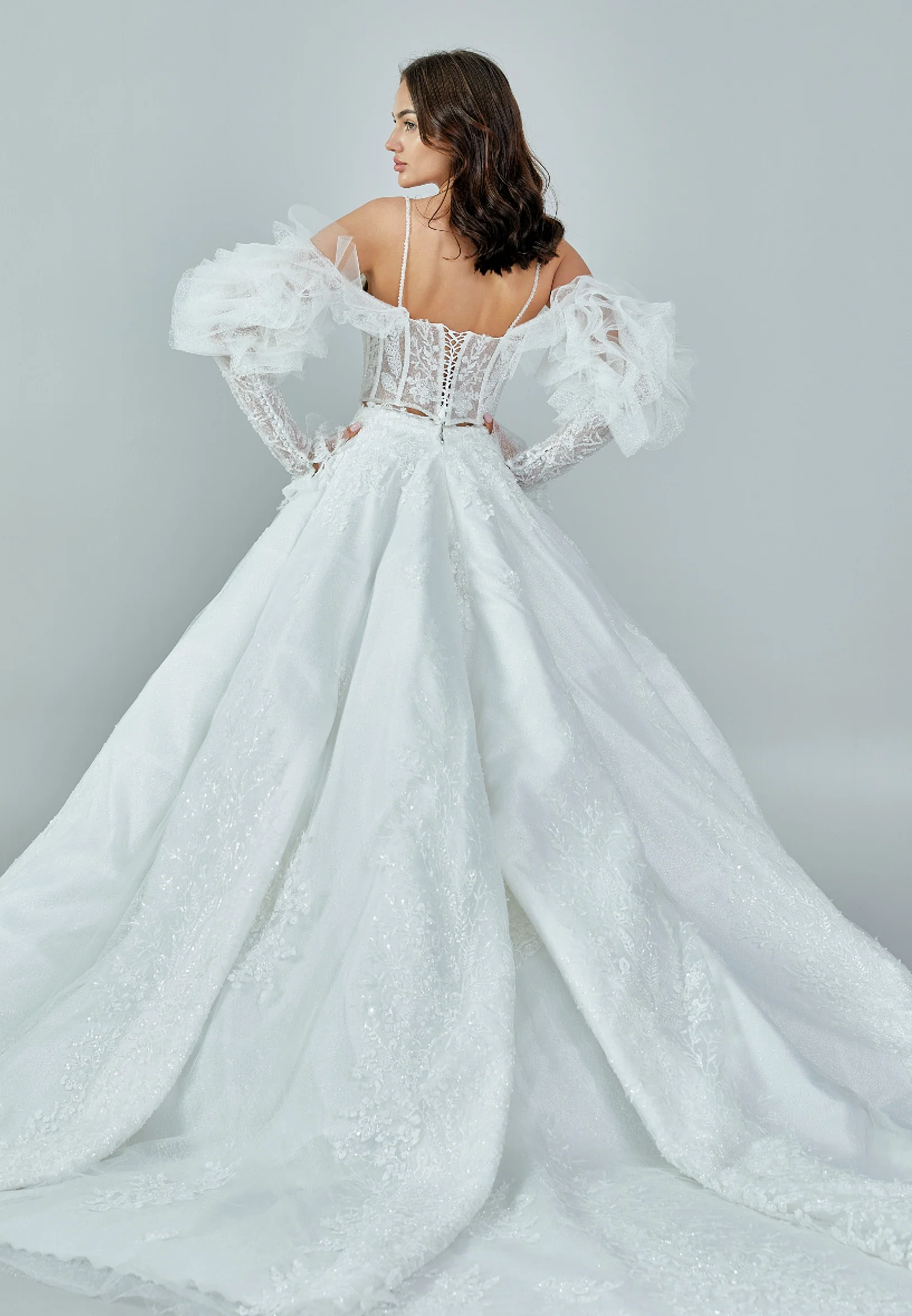 Off Shoulder Maxi Tulle Regular Wedding Dress rlb1726 - Image 5