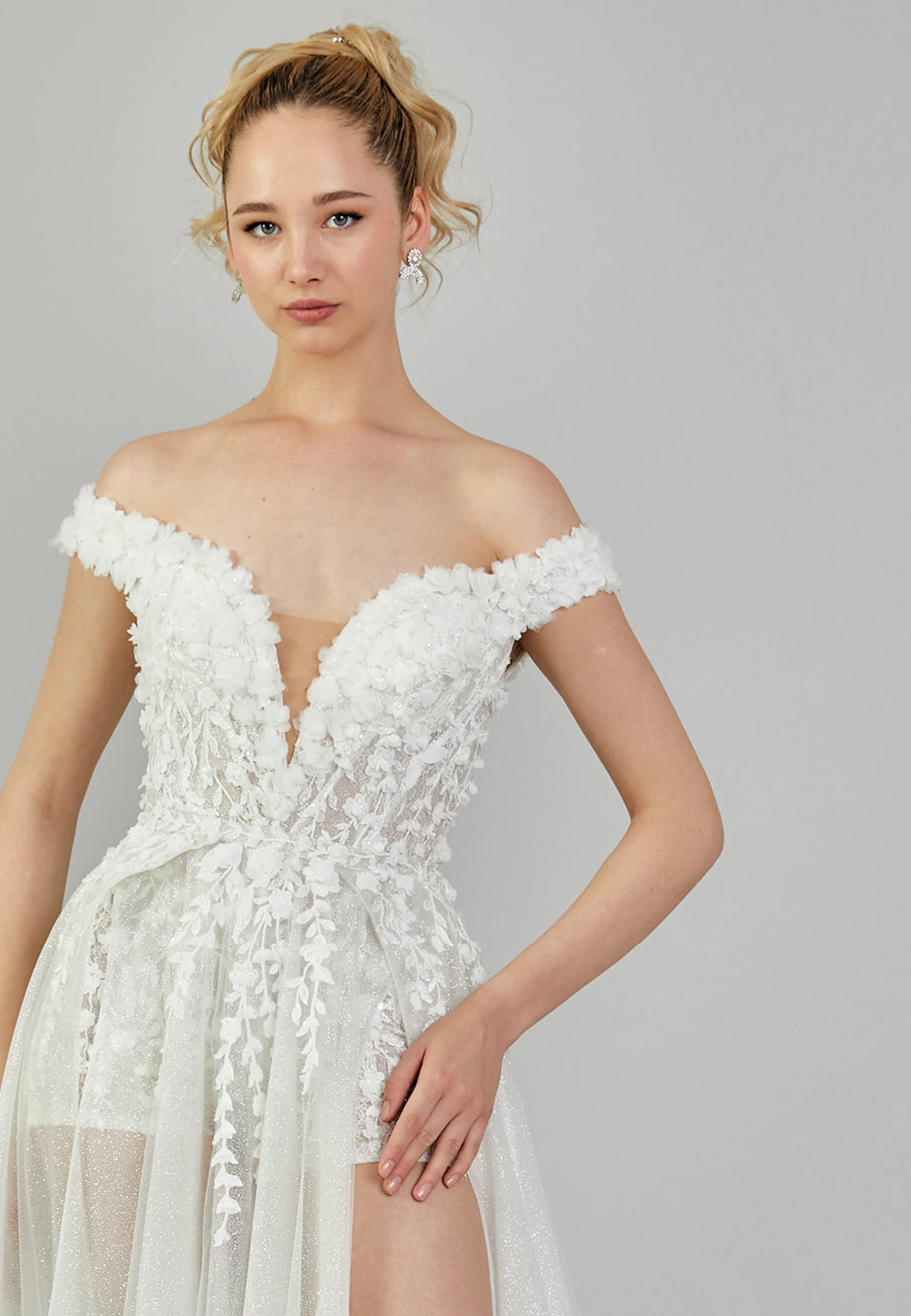 Off Shoulder Maxi Tulle Regular Wedding Dress rlb1789 - Image 7