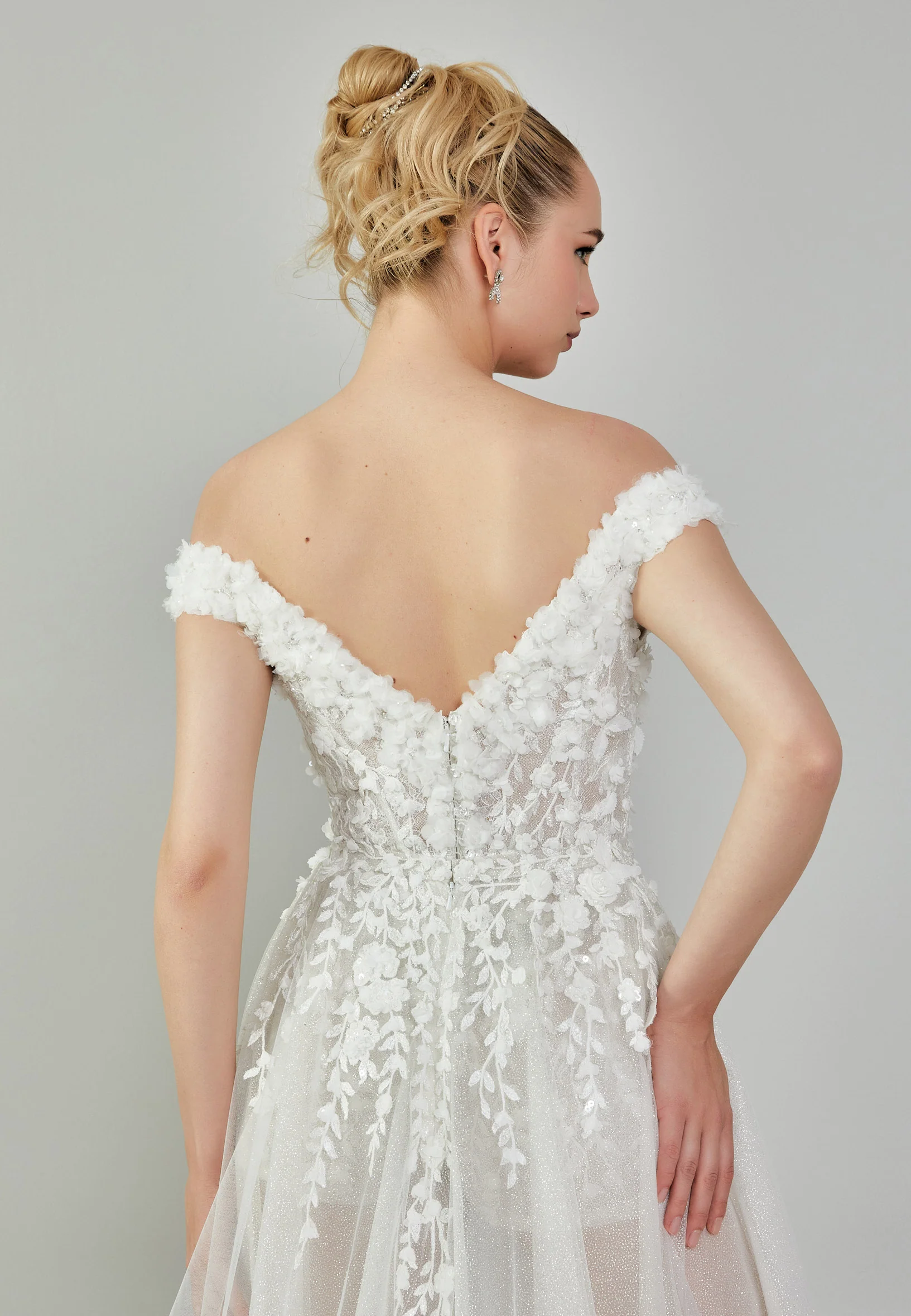 Off Shoulder Maxi Tulle Regular Wedding Dress rlb1789 - Image 8