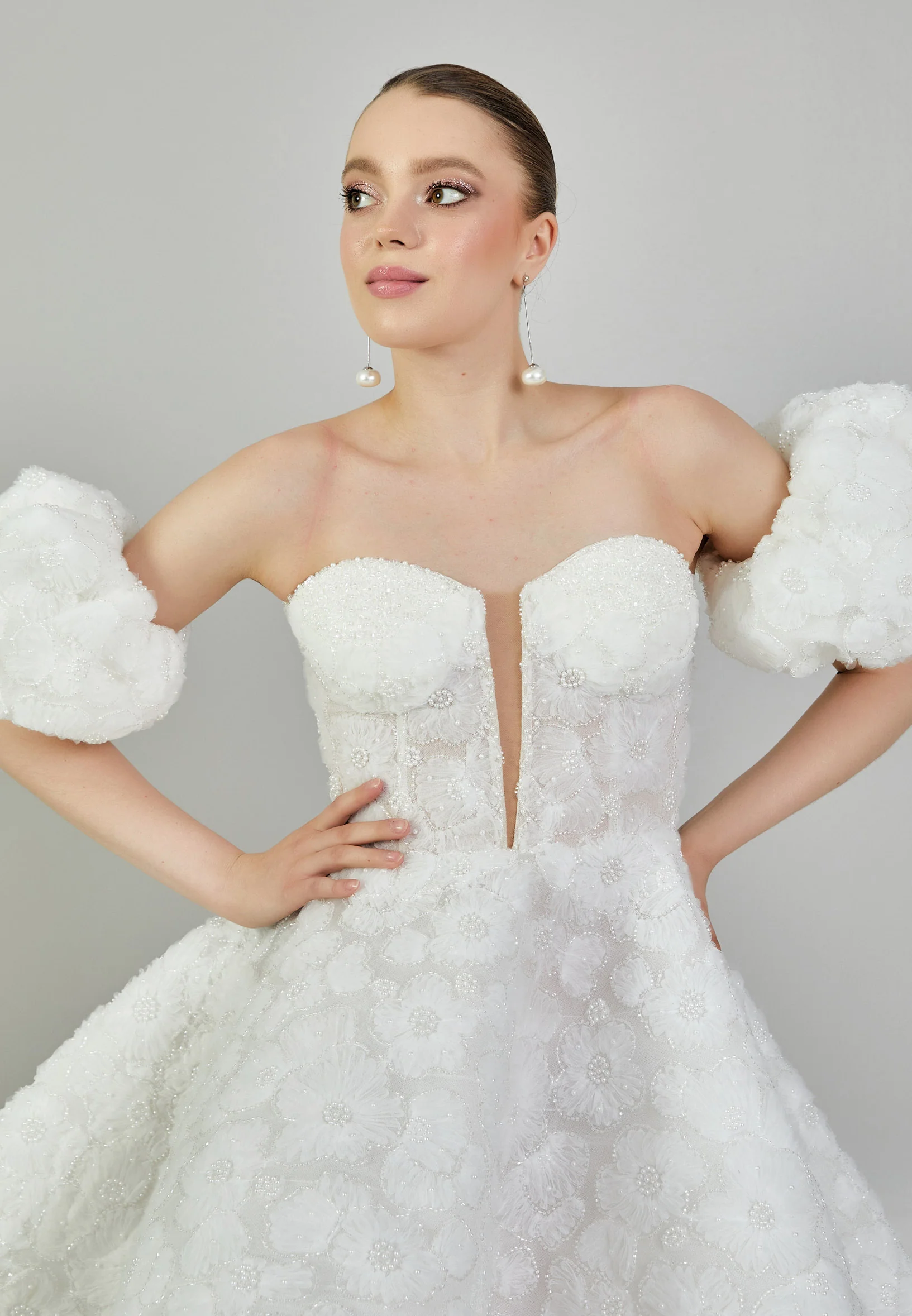 Off Shoulder Maxi Tulle Regular Wedding Dress rlb1827 - Image 5