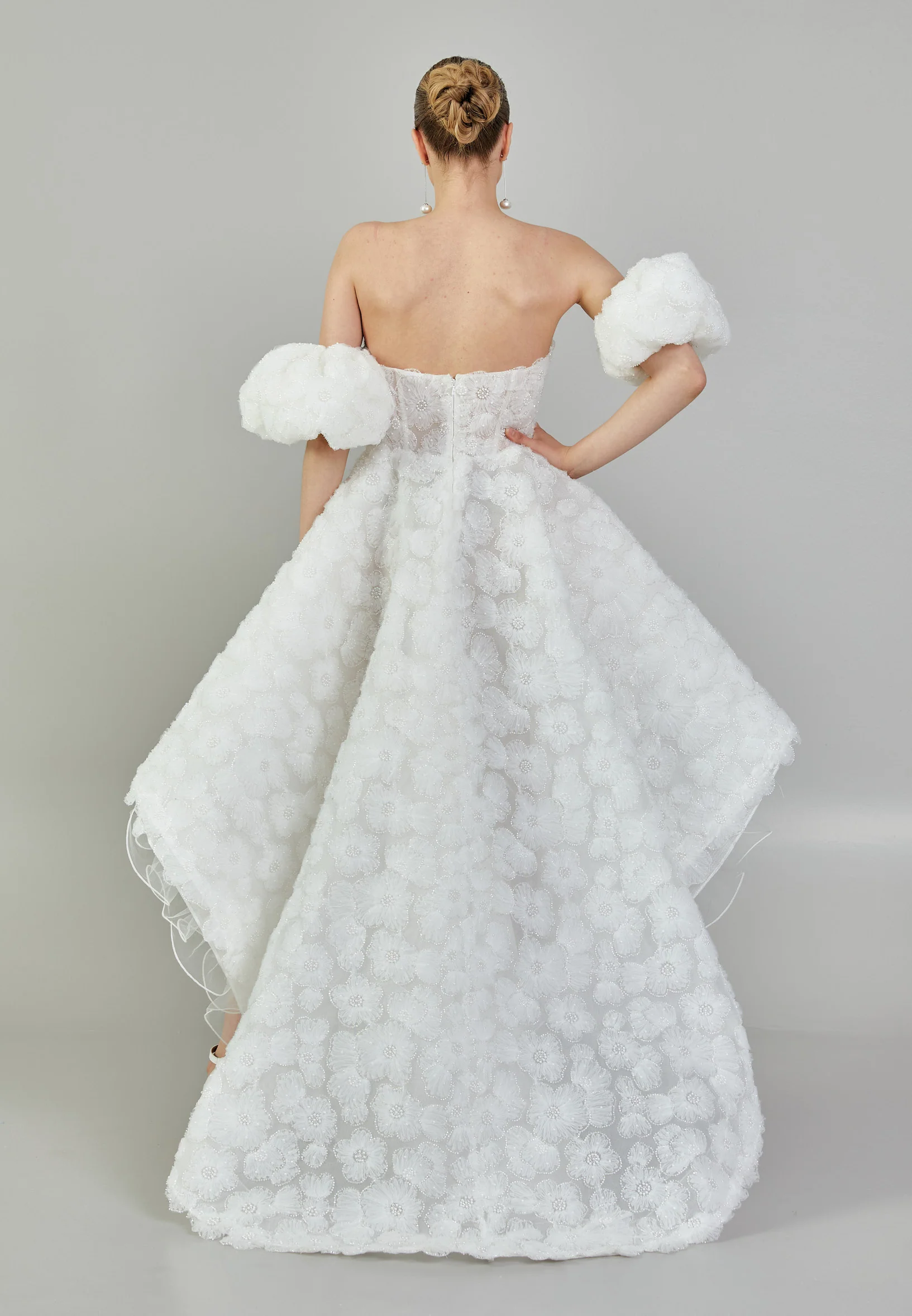 Off Shoulder Maxi Tulle Regular Wedding Dress rlb1827 - Image 7