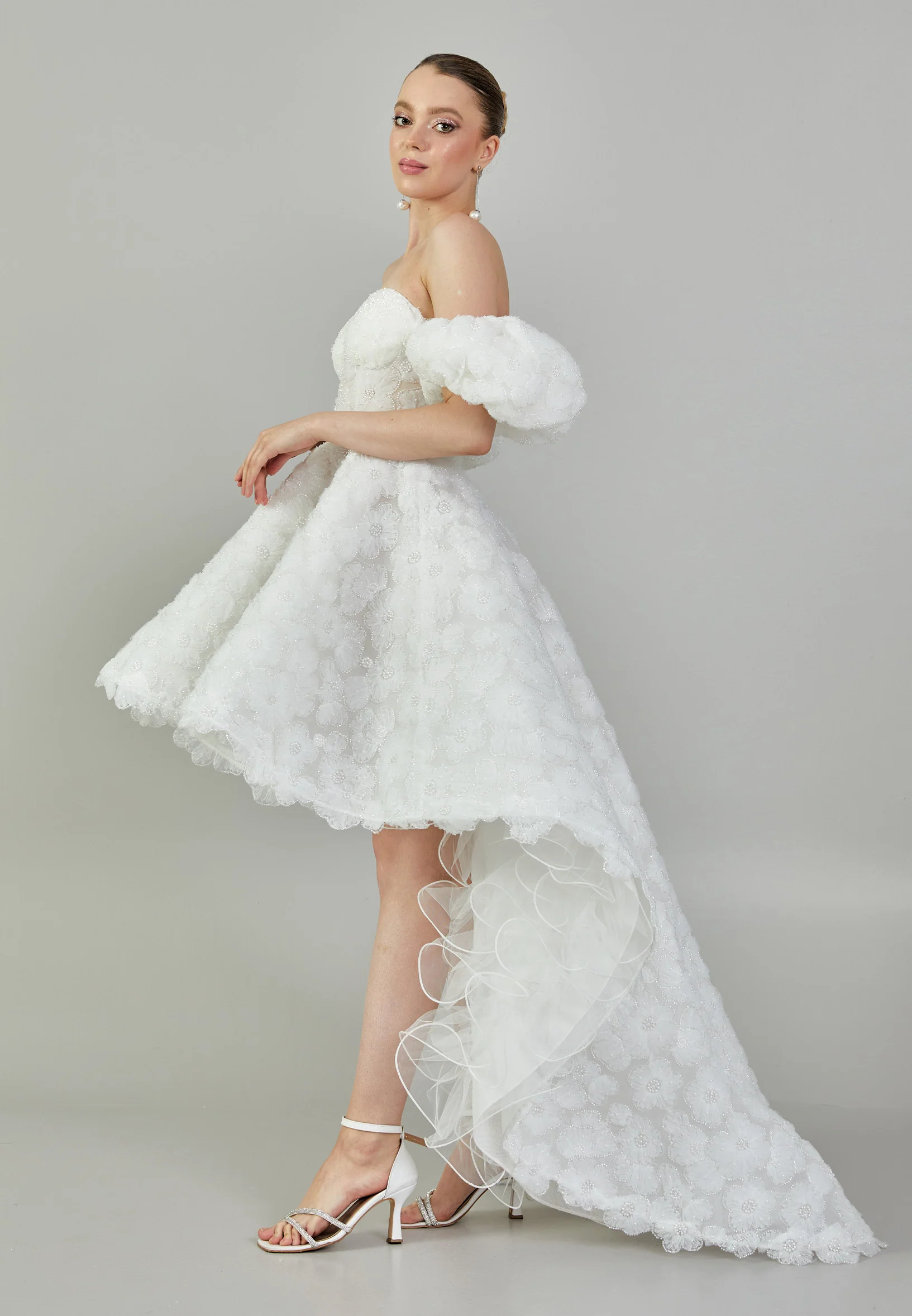 Off Shoulder Maxi Tulle Regular Wedding Dress rlb1827 - Image 8