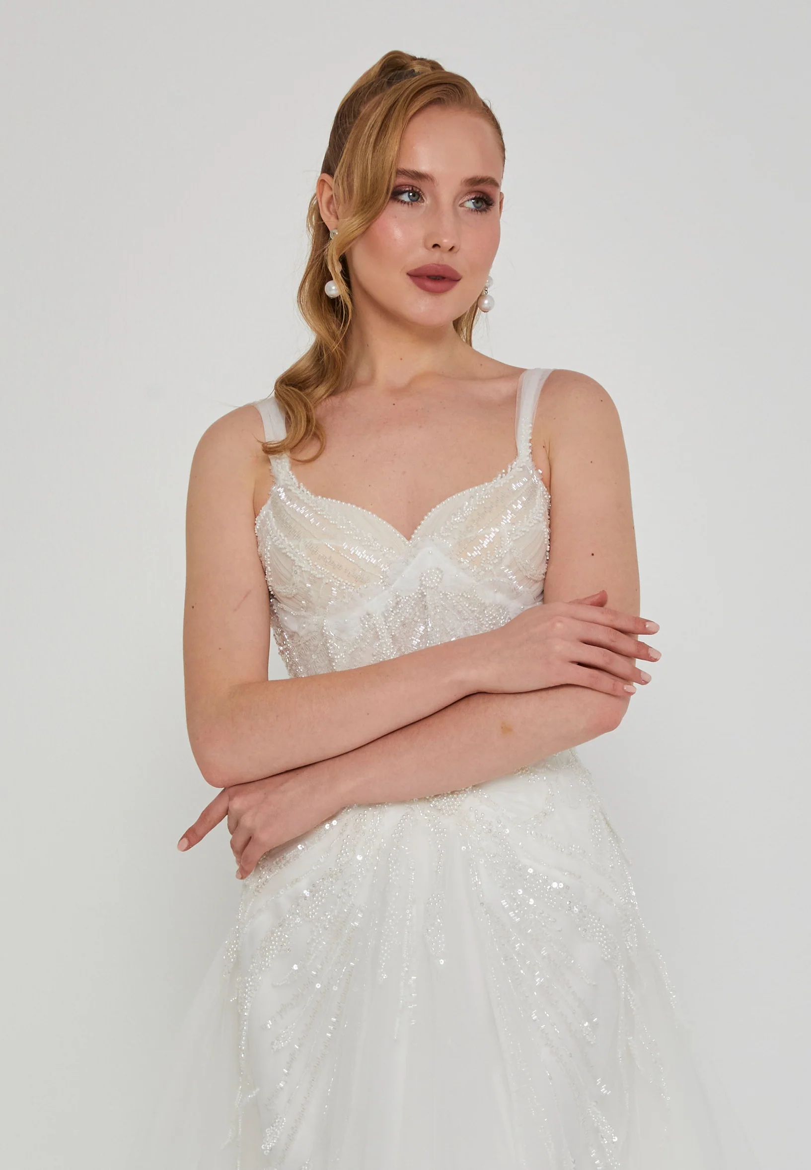 Off Shoulder Maxi Tulle Regular Wedding Dress rlb1948 - Image 7
