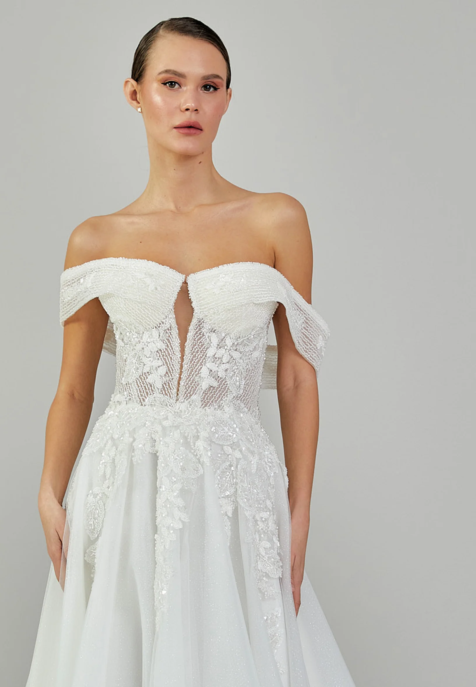 Off Shoulder Maxi Tulle Regular Wedding Dress vkr2020 - Image 7
