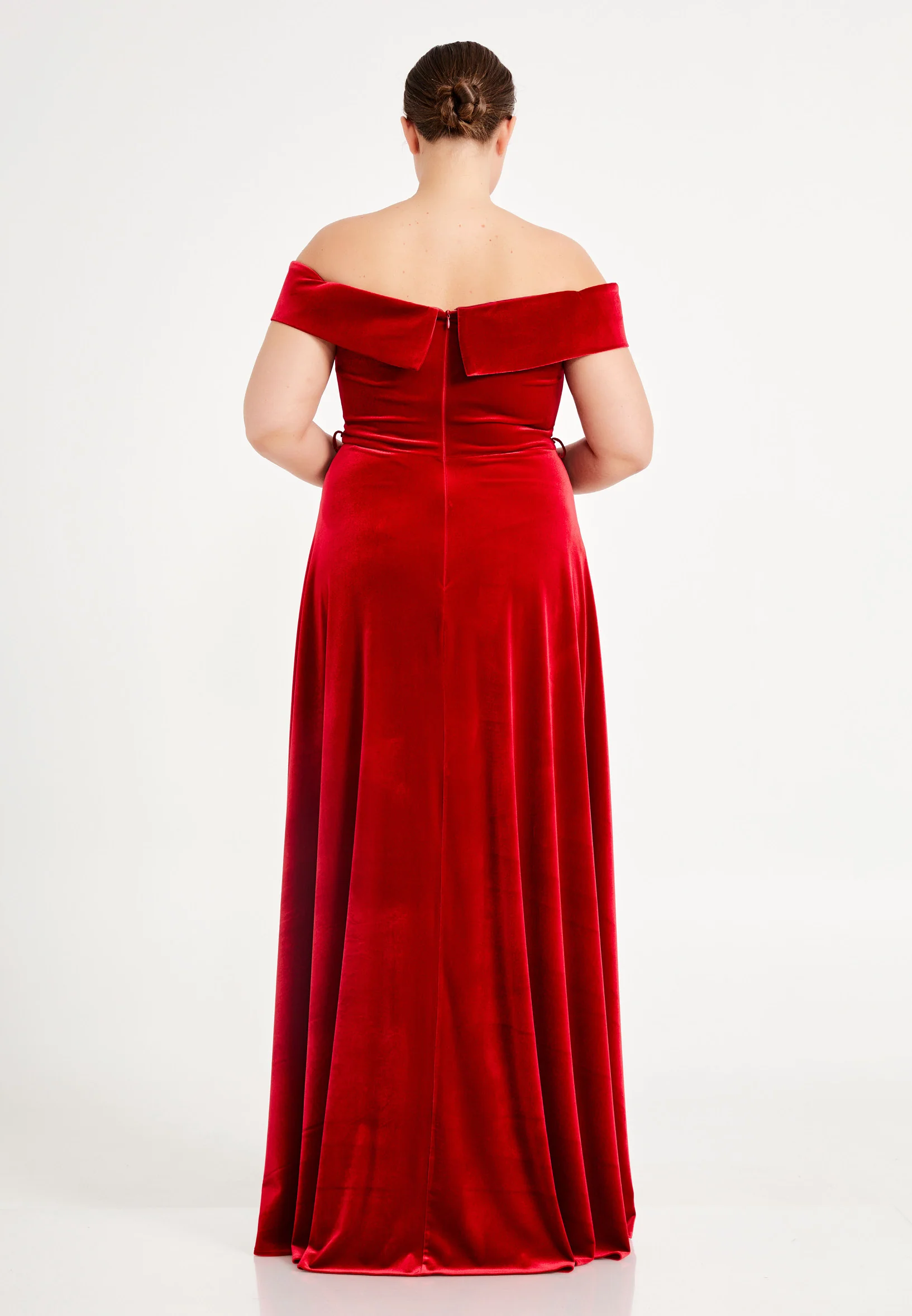 Off Shoulder Maxi Velvet Column Plus Size Evening Dress dkl679-b - Image 18