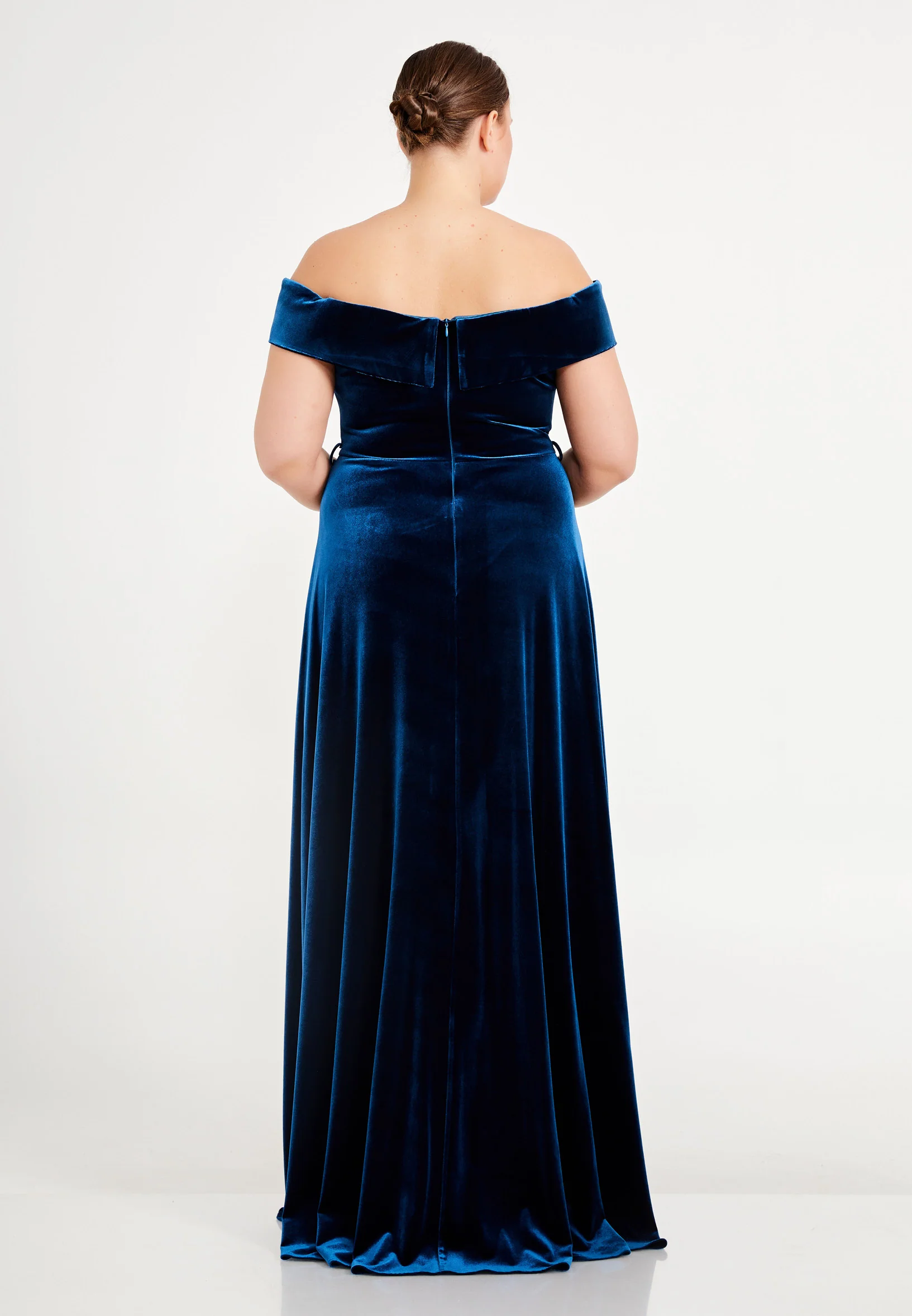 Off Shoulder Maxi Velvet Column Plus Size Evening Dress dkl679-b - Image 2