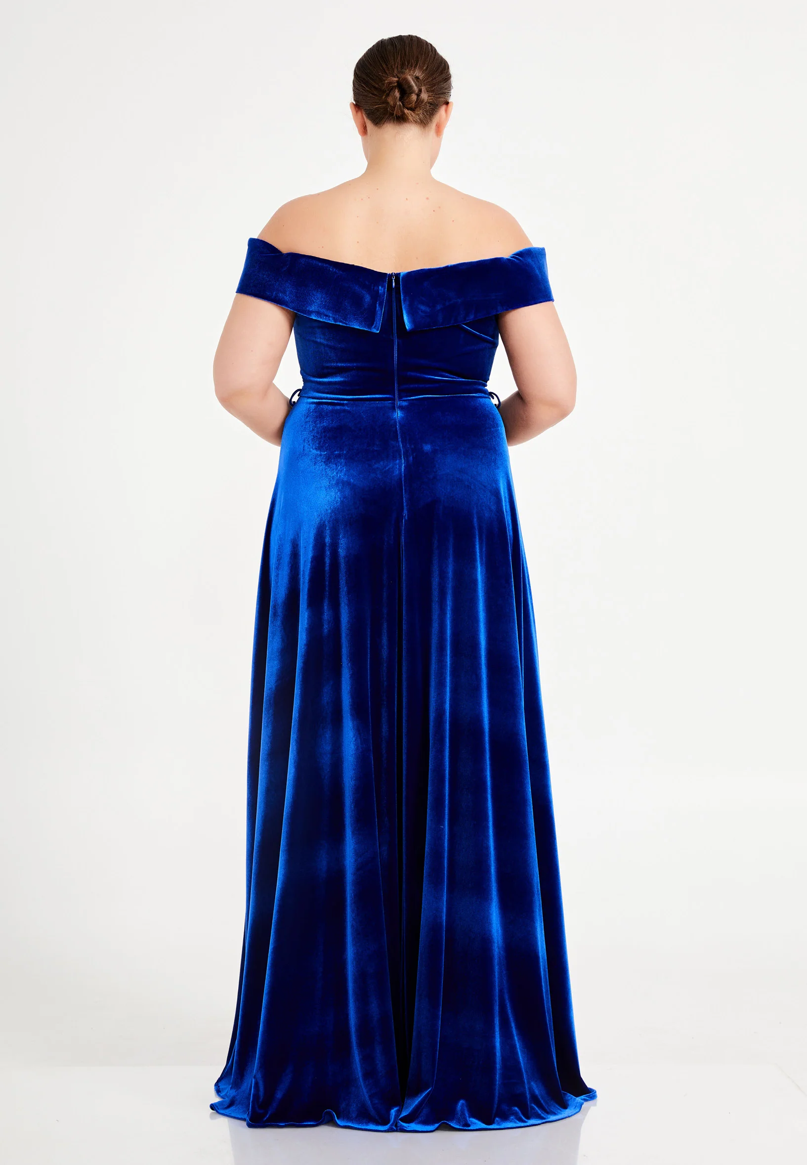 Off Shoulder Maxi Velvet Column Plus Size Evening Dress dkl679-b - Image 22