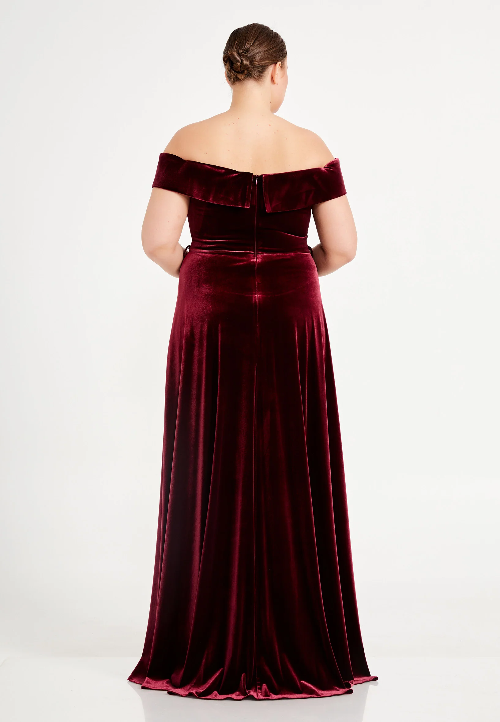 Off Shoulder Maxi Velvet Column Plus Size Evening Dress dkl679-b - Image 6