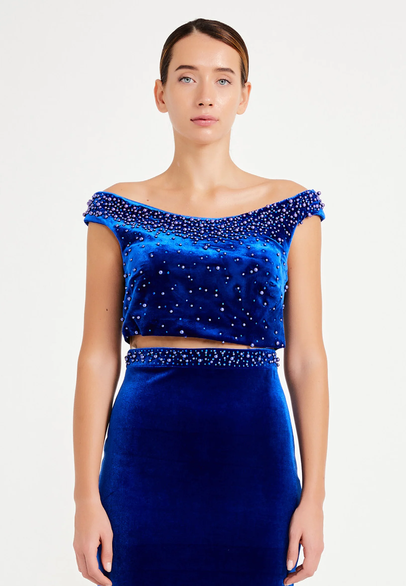Off Shoulder Maxi Velvet Mermaid Regular Evening Dress dkl290 - Image 8