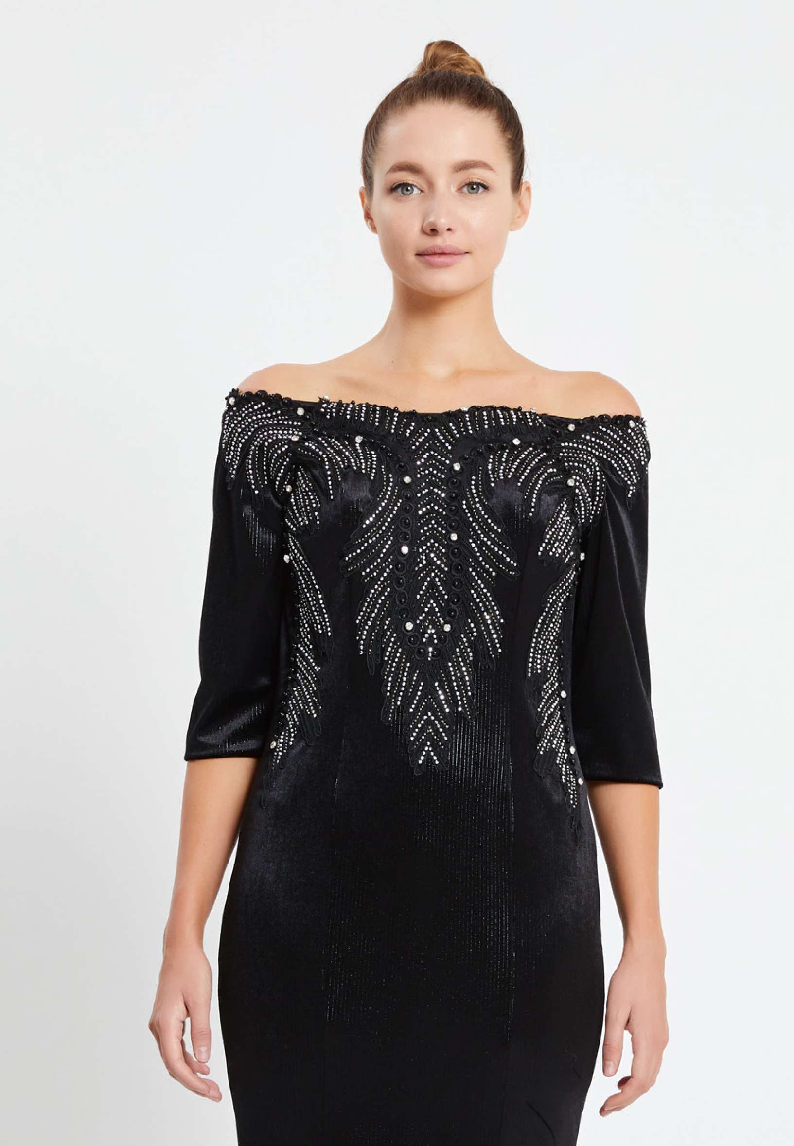 Off Shoulder Maxi Velvet Mermaid Regular Evening Dress pnl6934 - Image 4