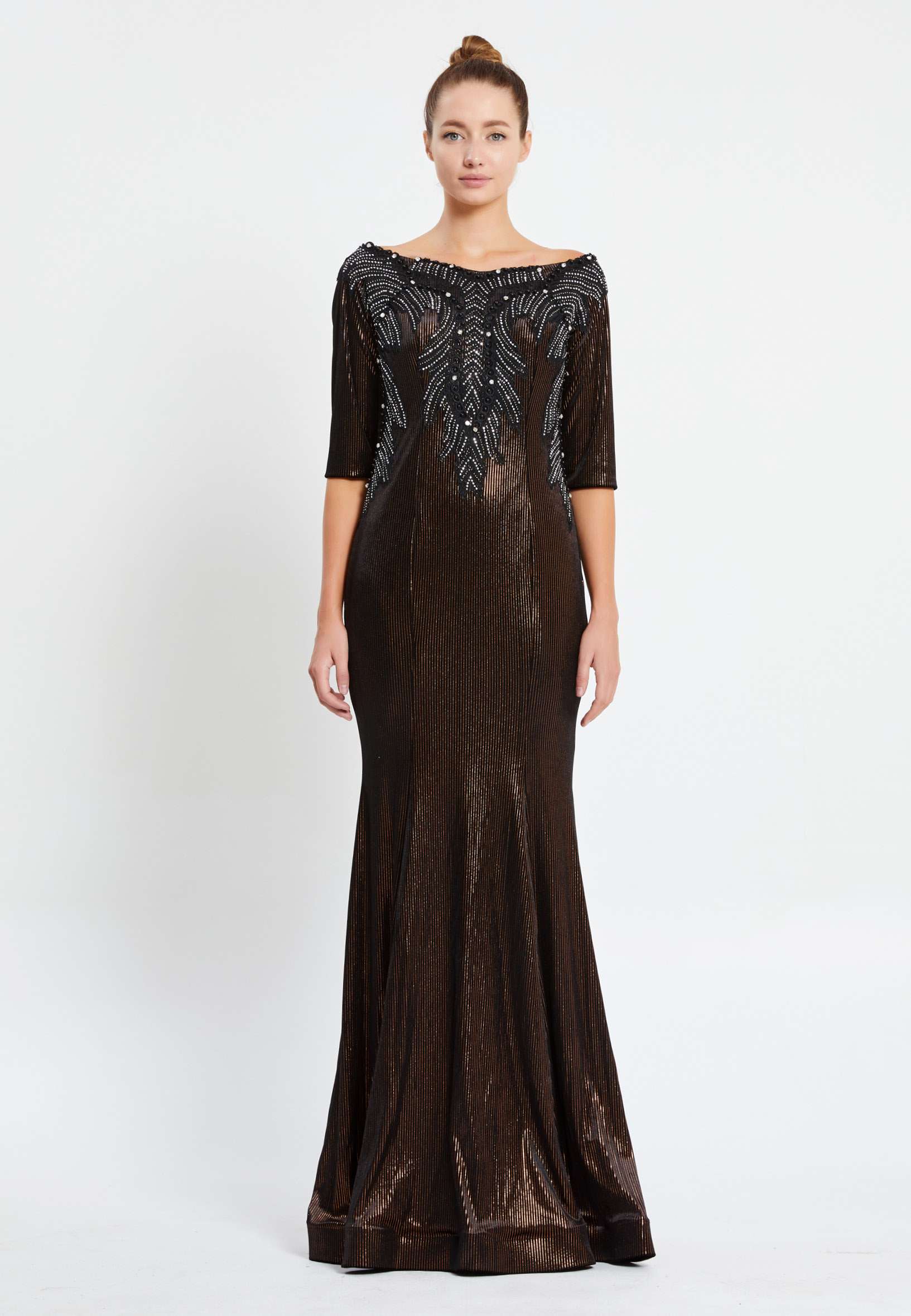 Off Shoulder Maxi Velvet Mermaid Regular Evening Dress pnl6934 - Image 5