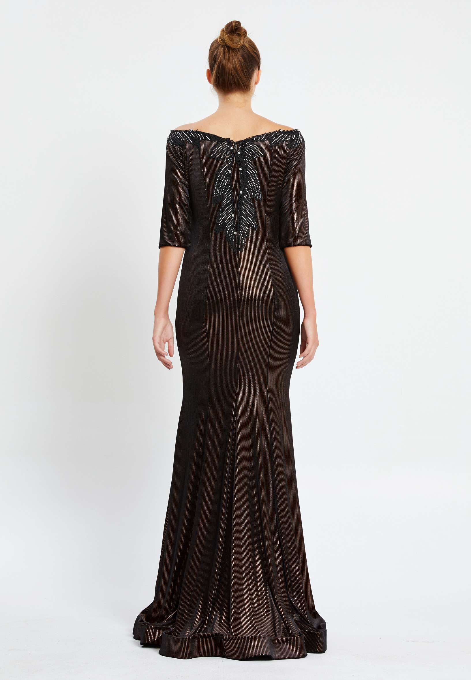Off Shoulder Maxi Velvet Mermaid Regular Evening Dress pnl6934 - Image 6
