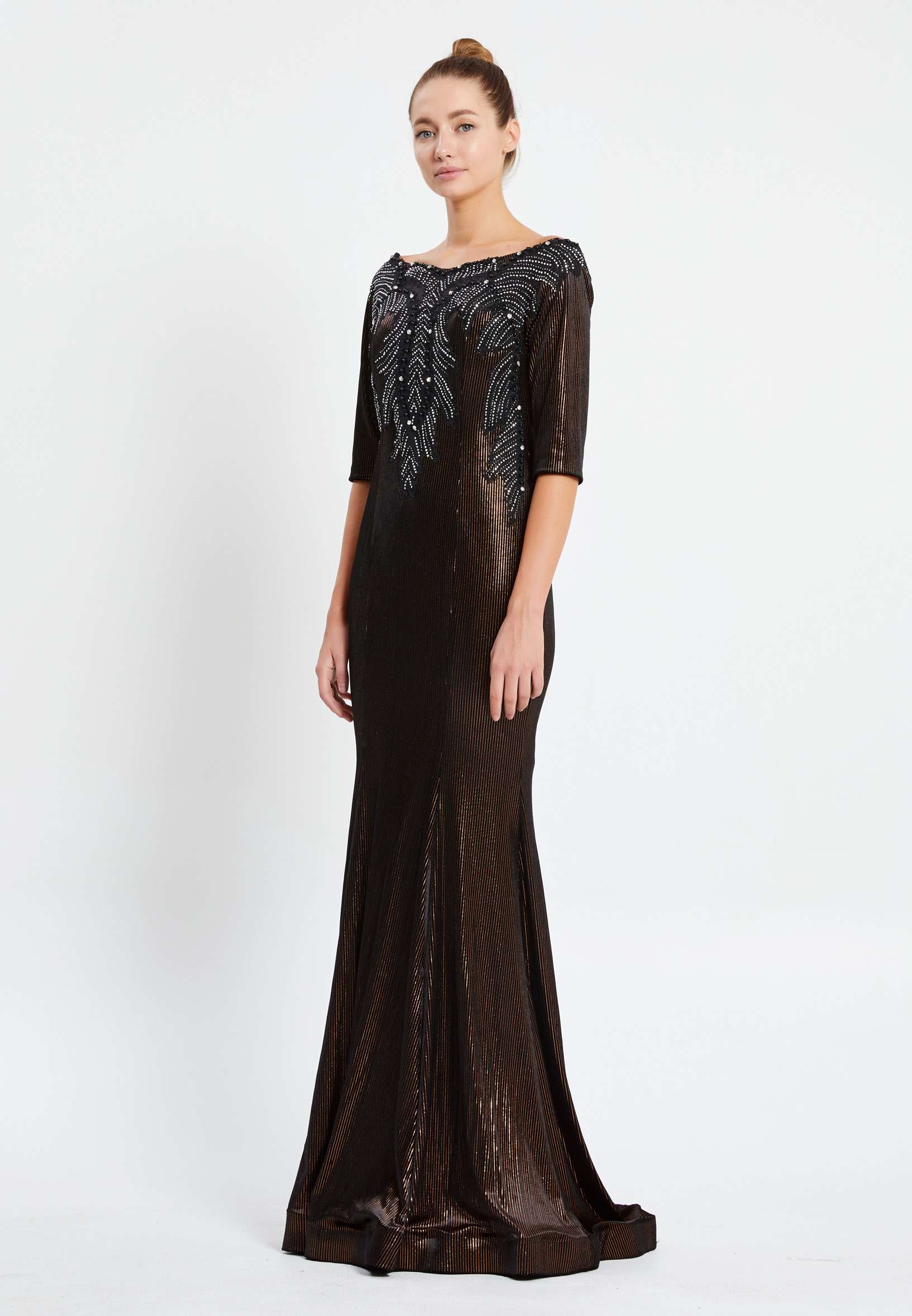 Off Shoulder Maxi Velvet Mermaid Regular Evening Dress pnl6934 - Image 7