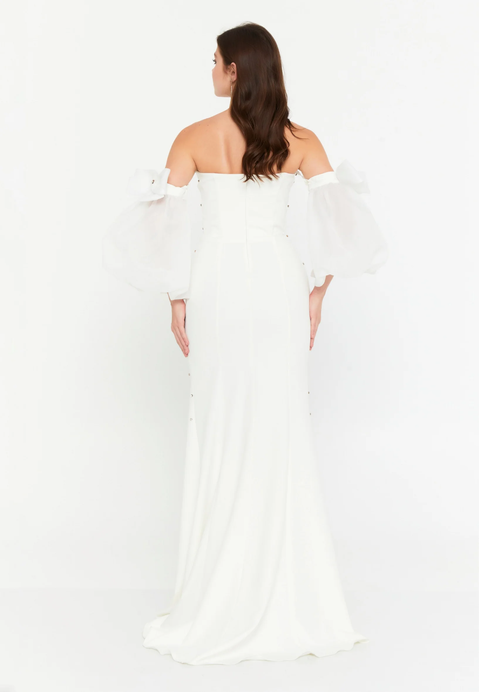 Off Shoulder Maxi Viscose Mermaid Regular Wedding Guest Dress aln1896 - Image 14