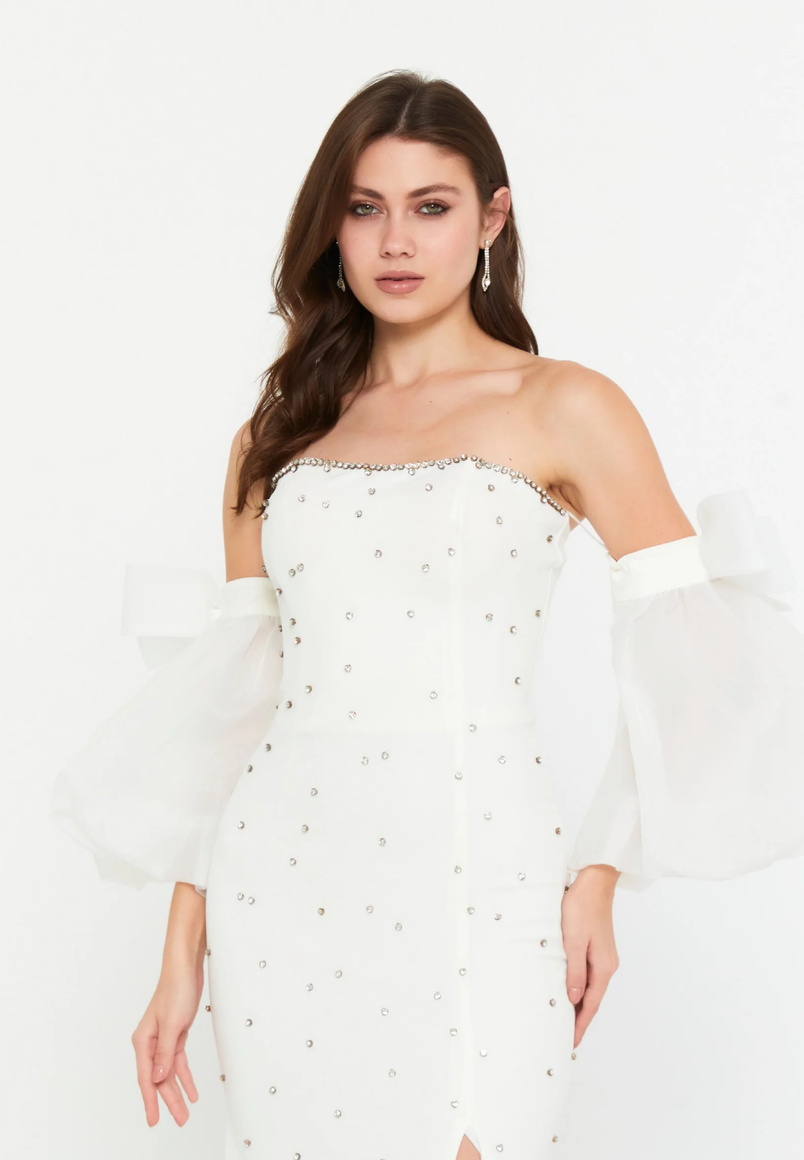 Off Shoulder Maxi Viscose Mermaid Regular Wedding Guest Dress aln1896 - Image 16