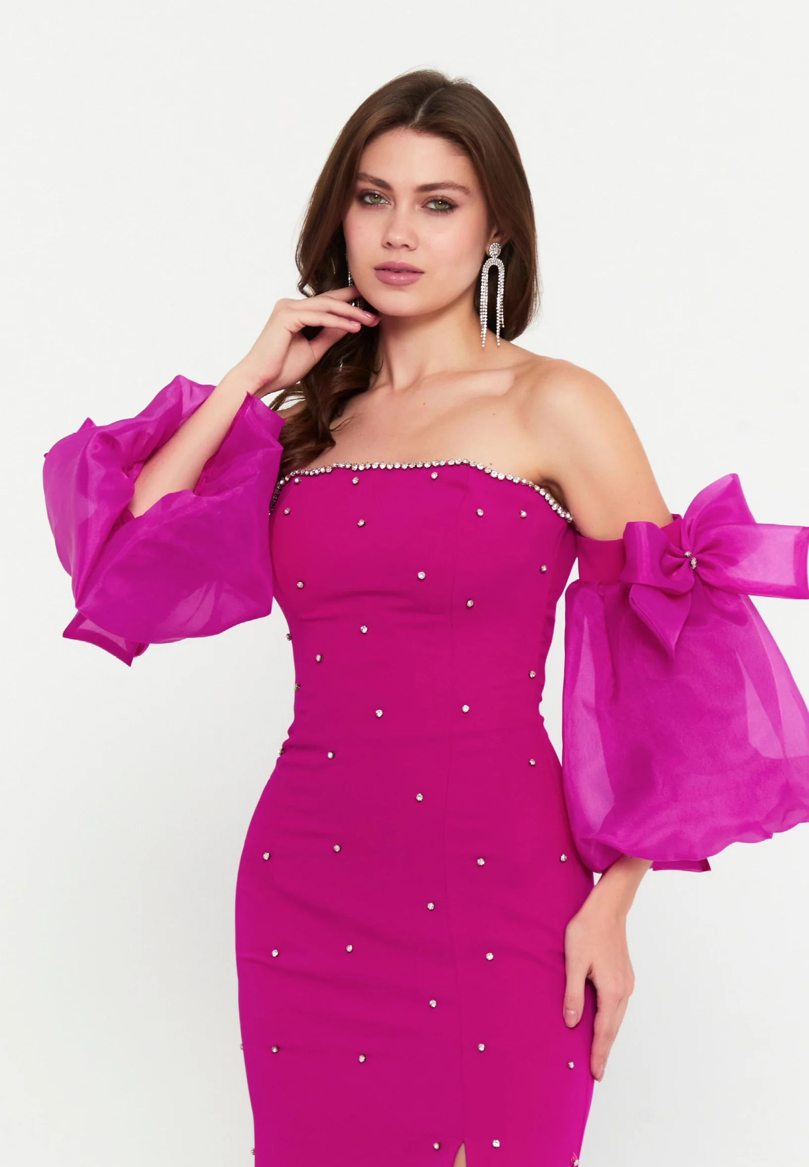 Off Shoulder Maxi Viscose Mermaid Regular Wedding Guest Dress aln1896 - Image 20