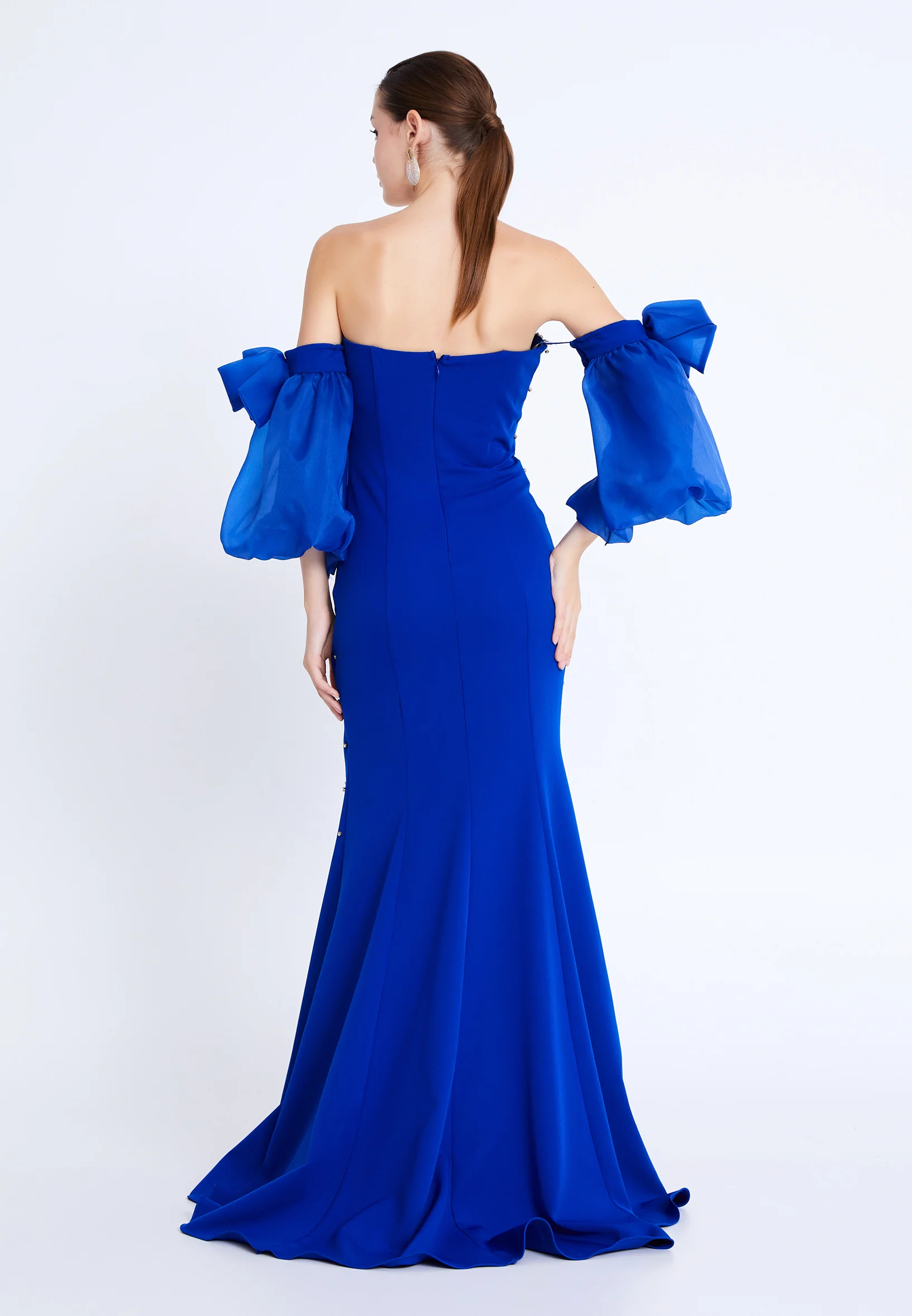 Off Shoulder Maxi Viscose Mermaid Regular Wedding Guest Dress aln1896 - Image 6