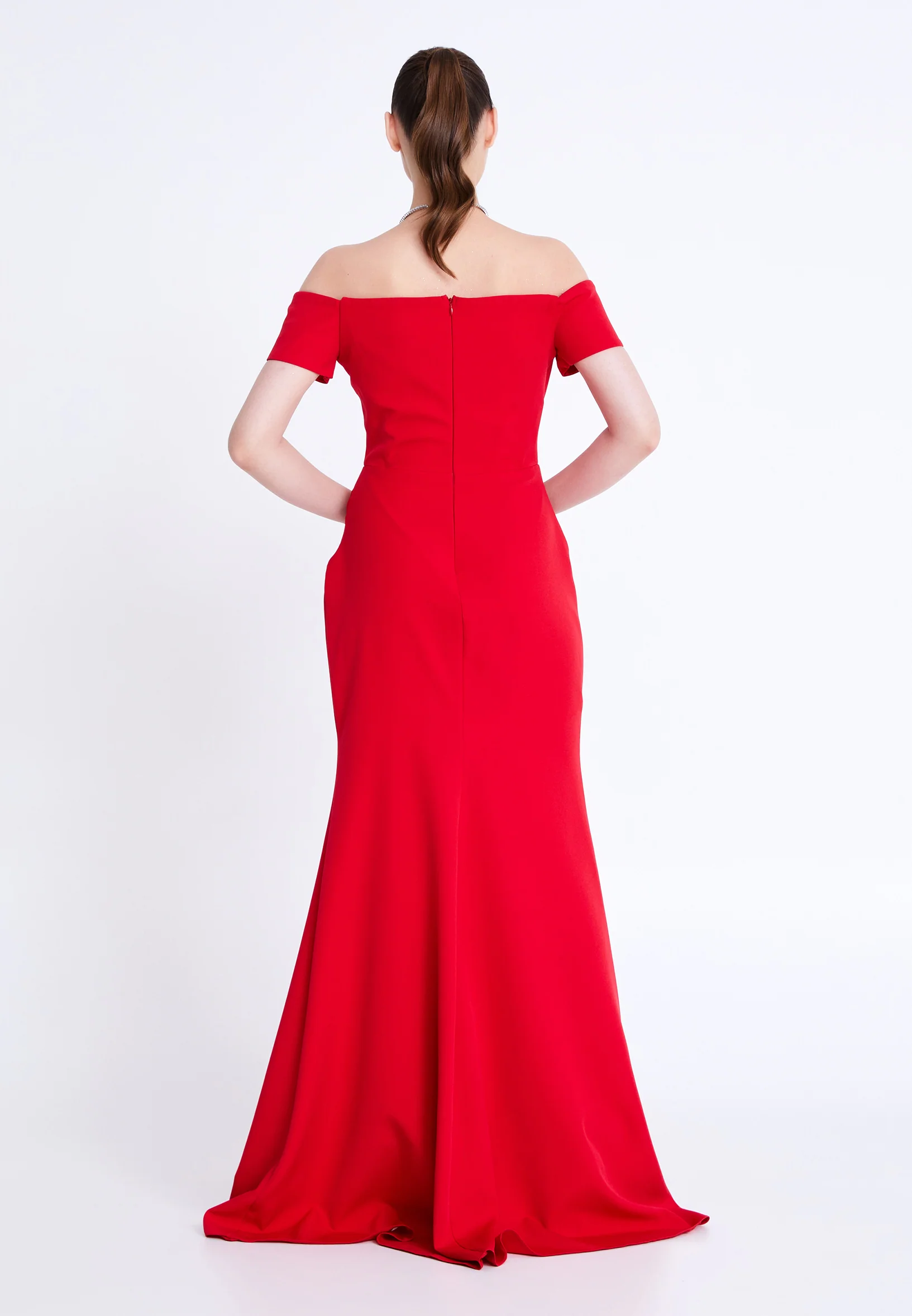 Off Shoulder Maxi Viscose Mermaid Regular Wedding Guest Dress aln1901 - Image 10